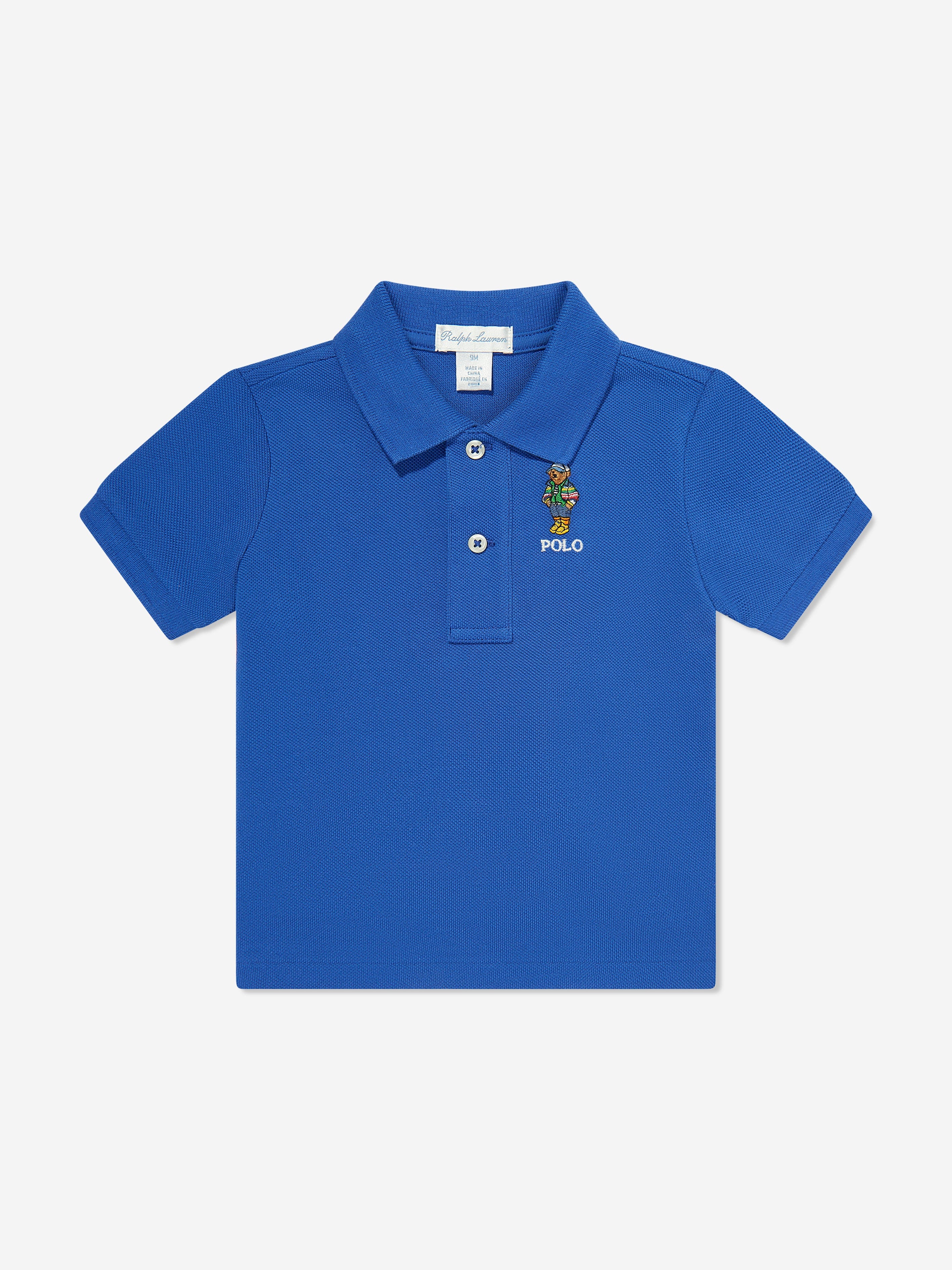 Baby Boys Bear Polo Shirt in Blue Buy Cheap Best Sale