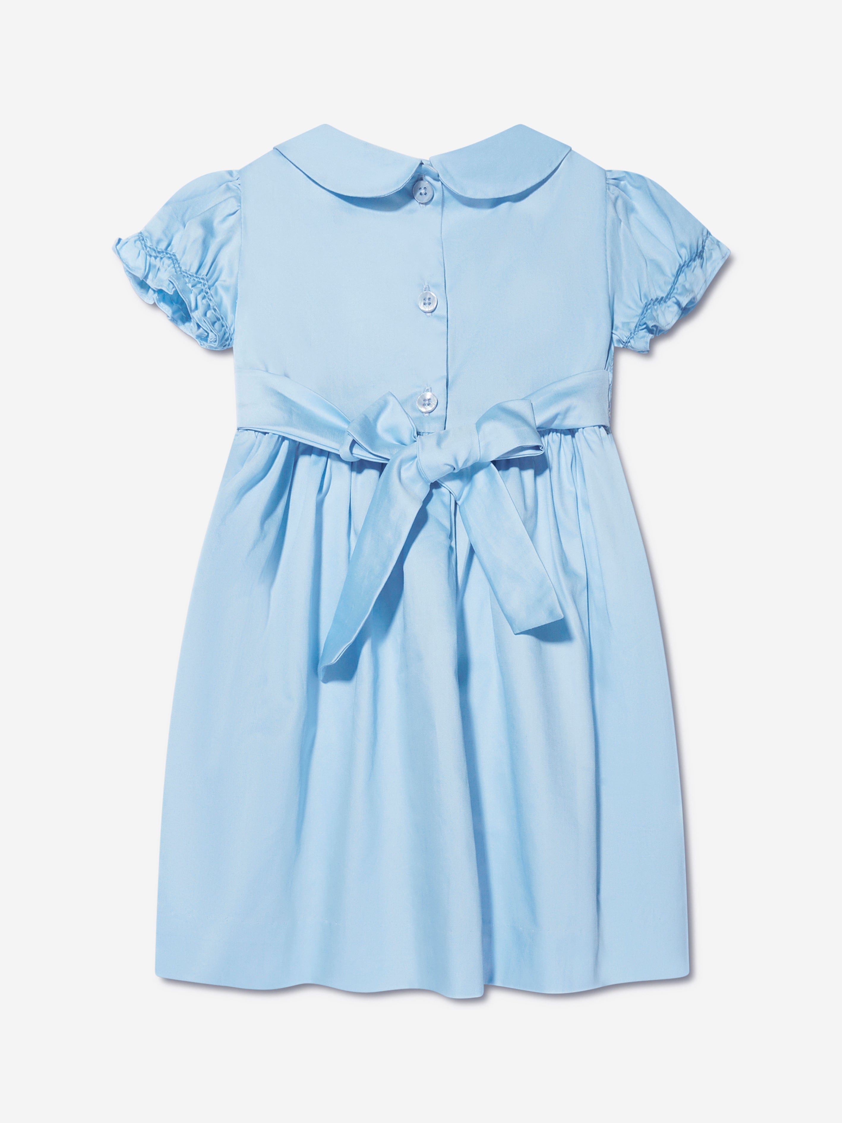 Rachel Riley Baby Girls Rose Smocked Dress And Bloomers in Blue For Sale Sale Online