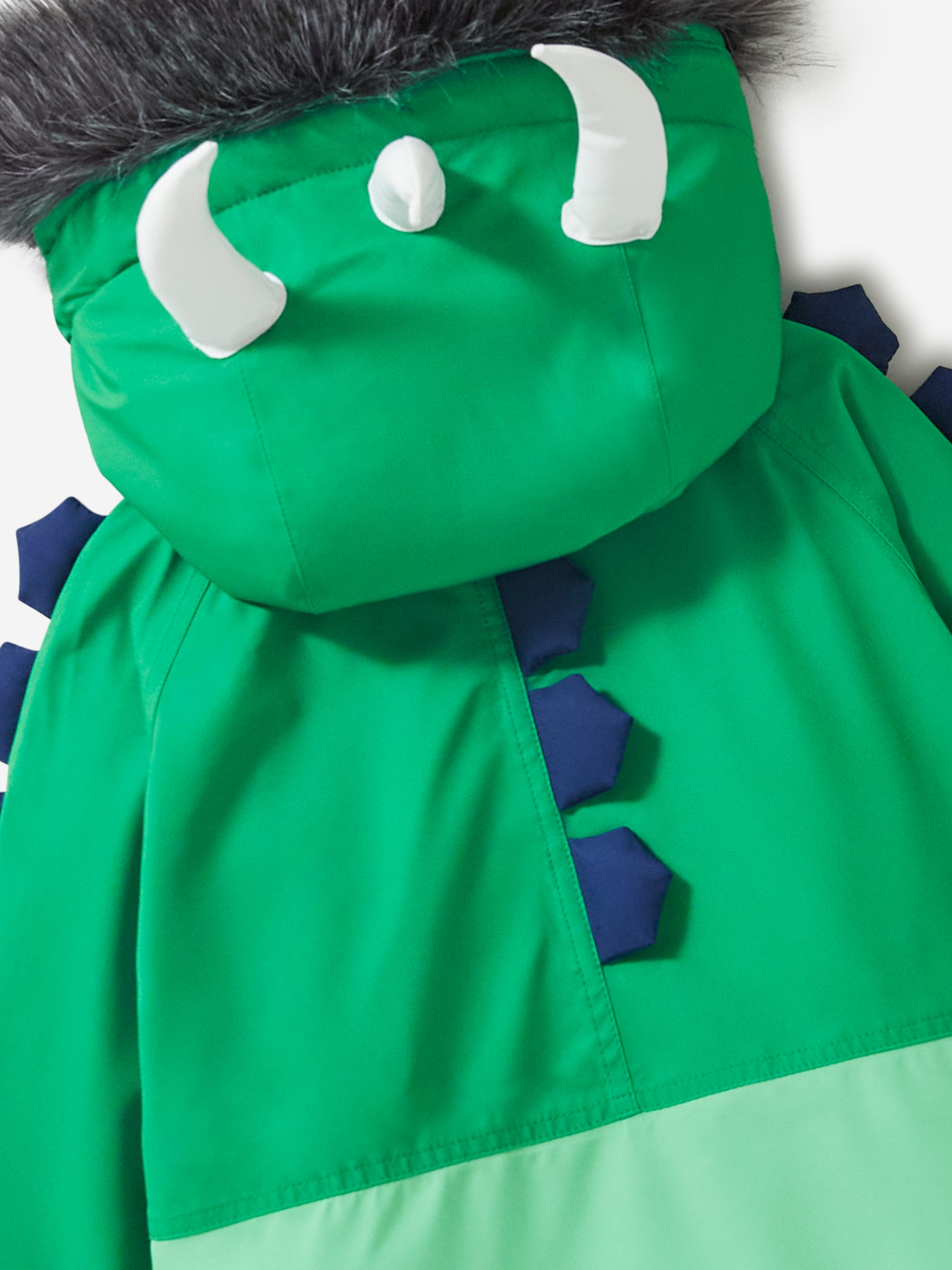 Roarsome Boys Spike The Dinosaur Parka Ski Jacket in Green Under 70 Dollars