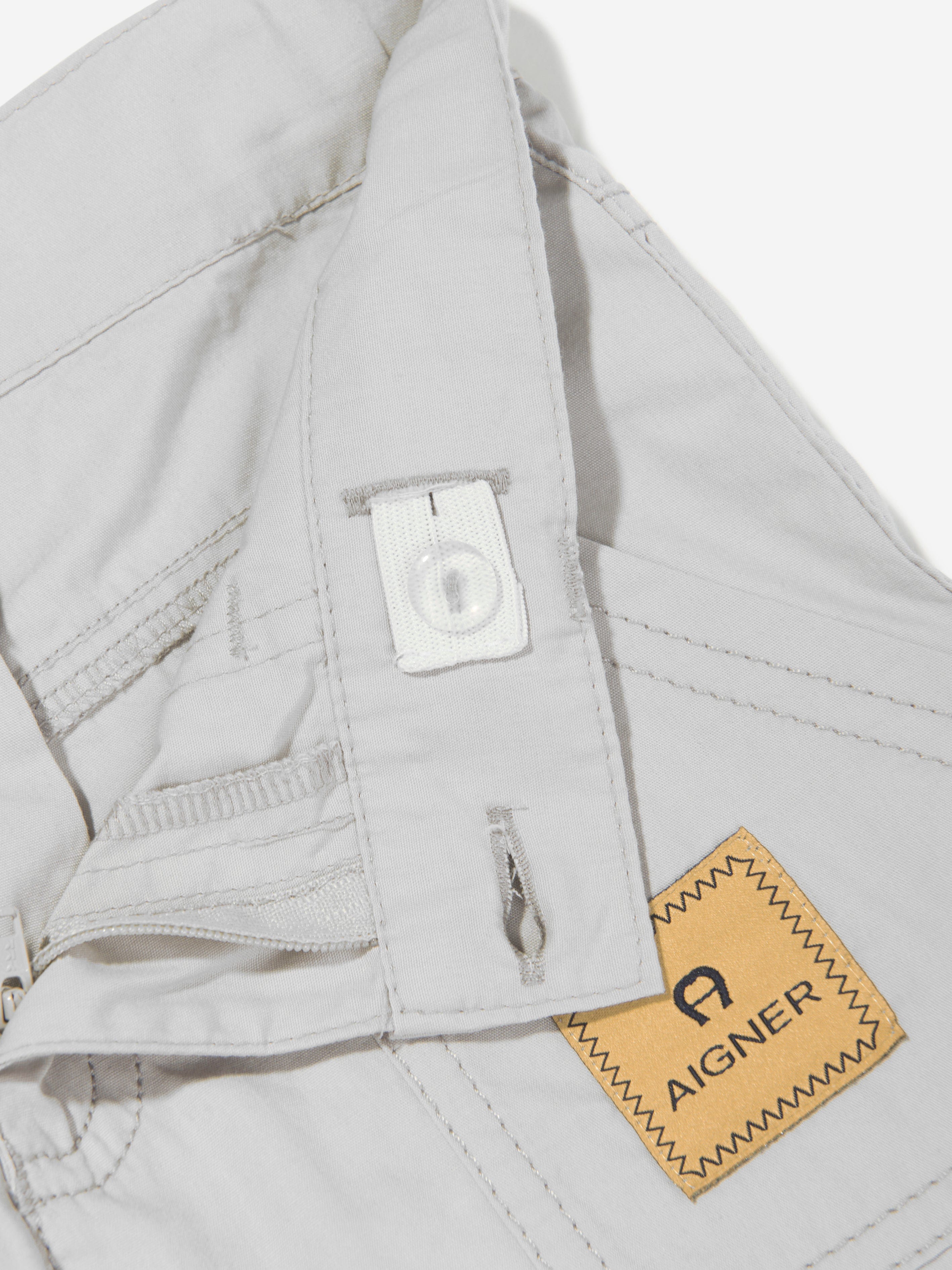 Aigner Boys Logo Badge Poplin Shorts in Grey Exclusive Online