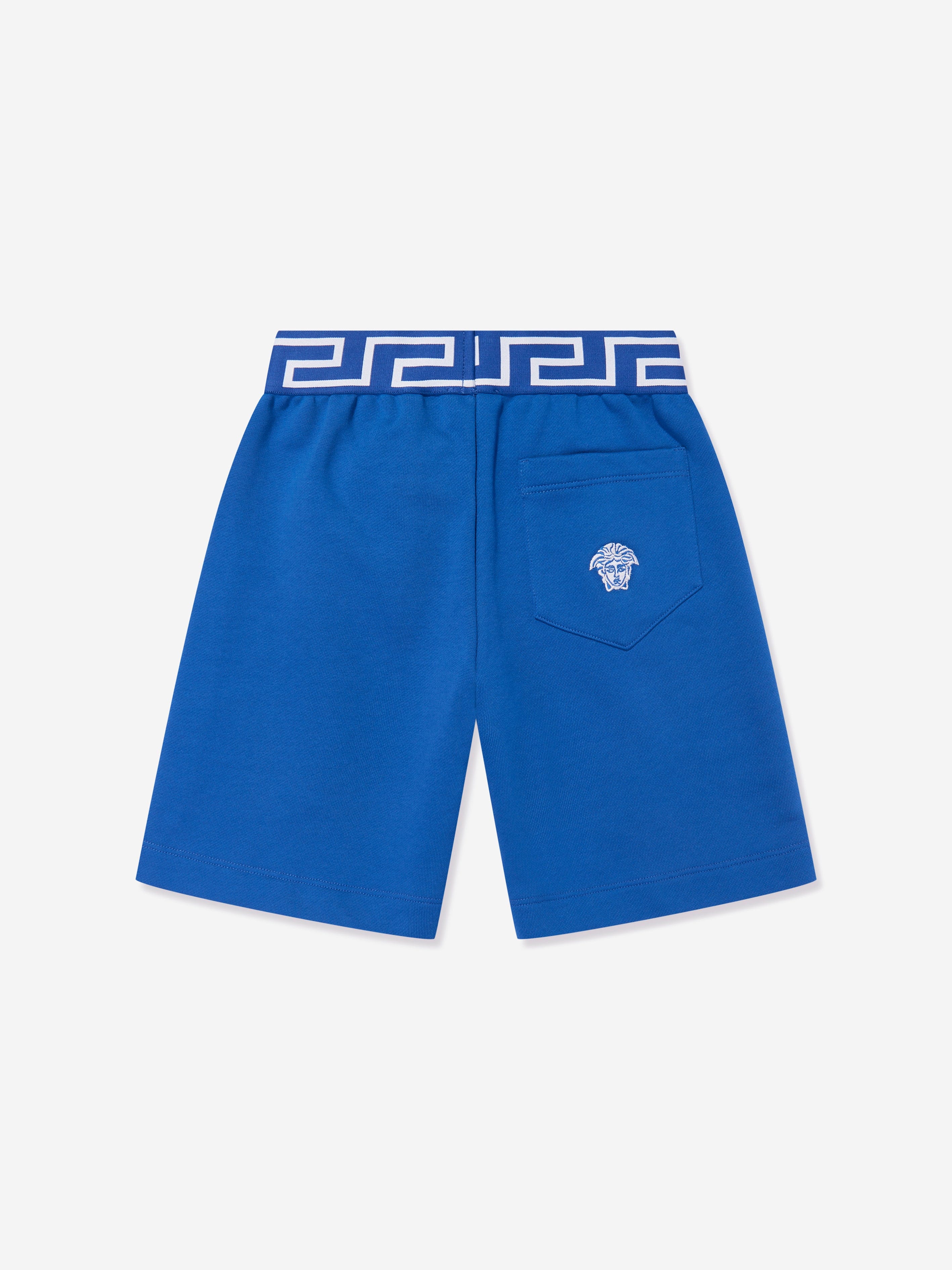 Versace Boys Embroidered Logo Shorts in Blue Buy Cheap Brand New Unisex