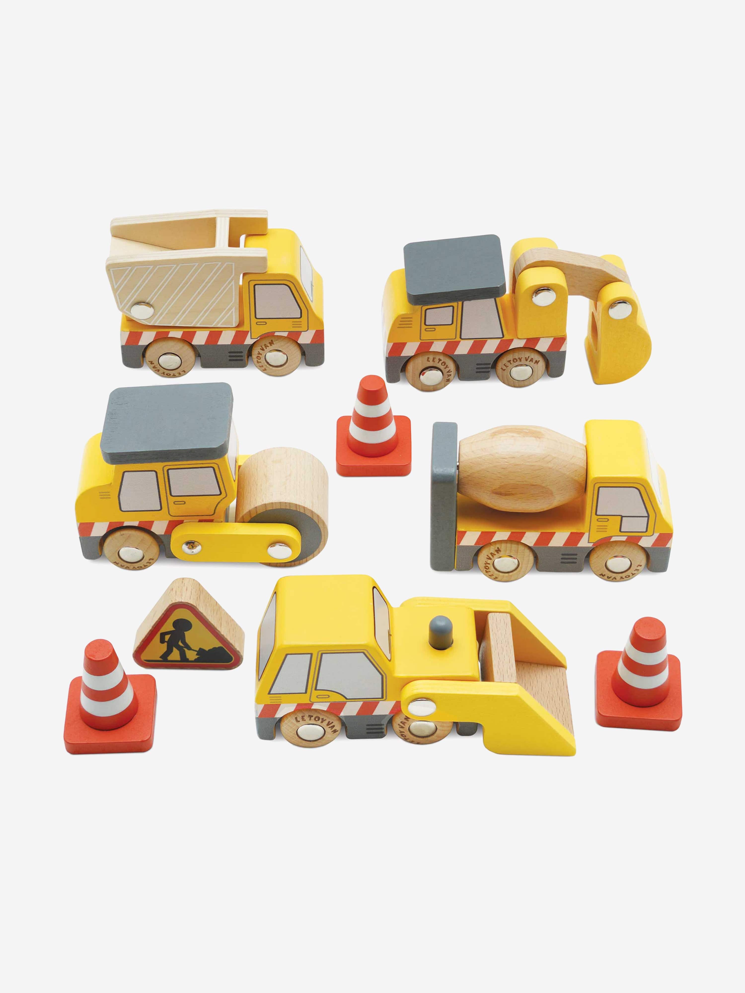 Le Toy Van Construction Toy Cars, Trucks & Diggers-7 Piece (W:8.5 x D:3.2 x H:6.5cm) Cheap Amazon