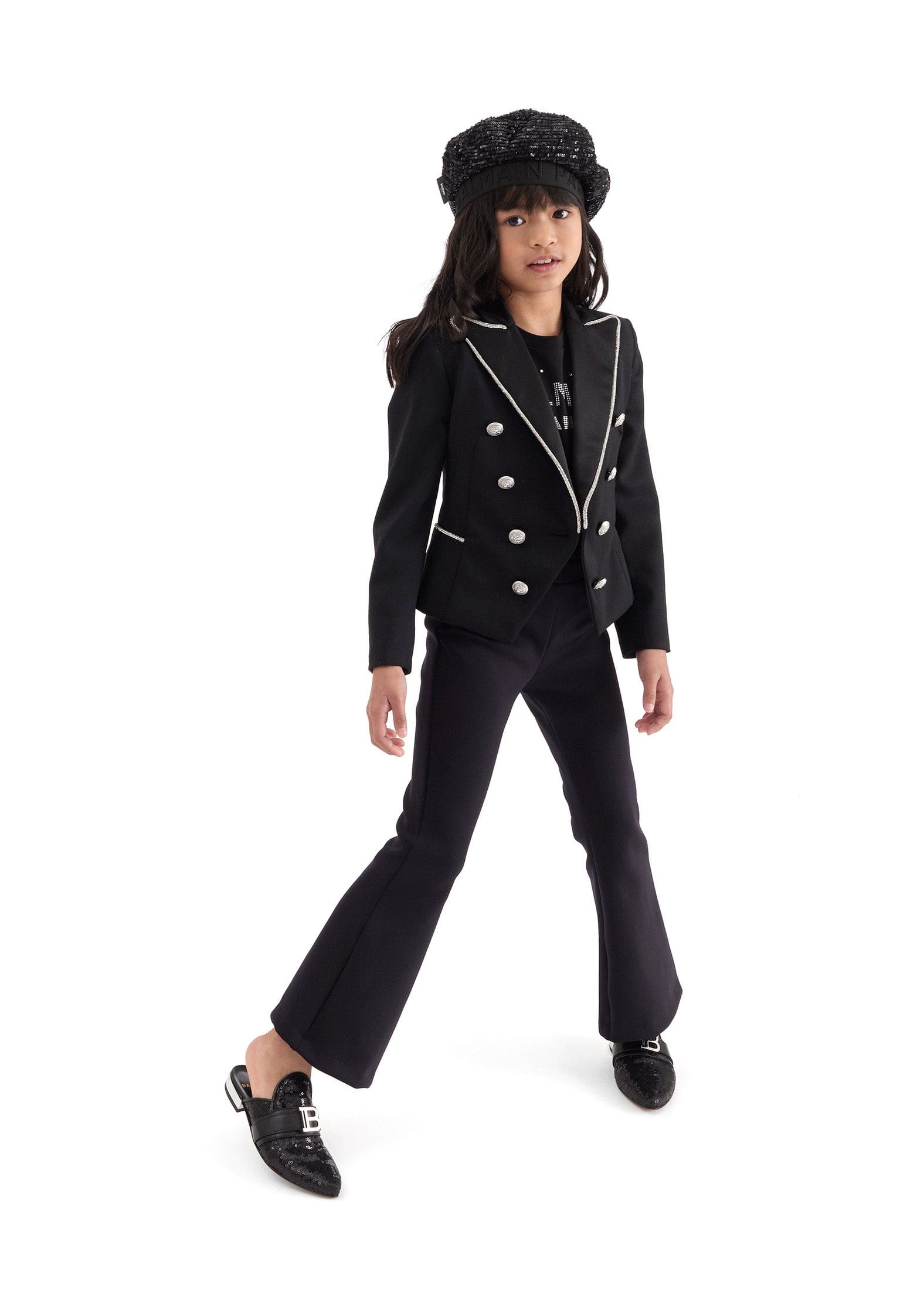 Balmain Girls Wool Suit Jacket in Black Online