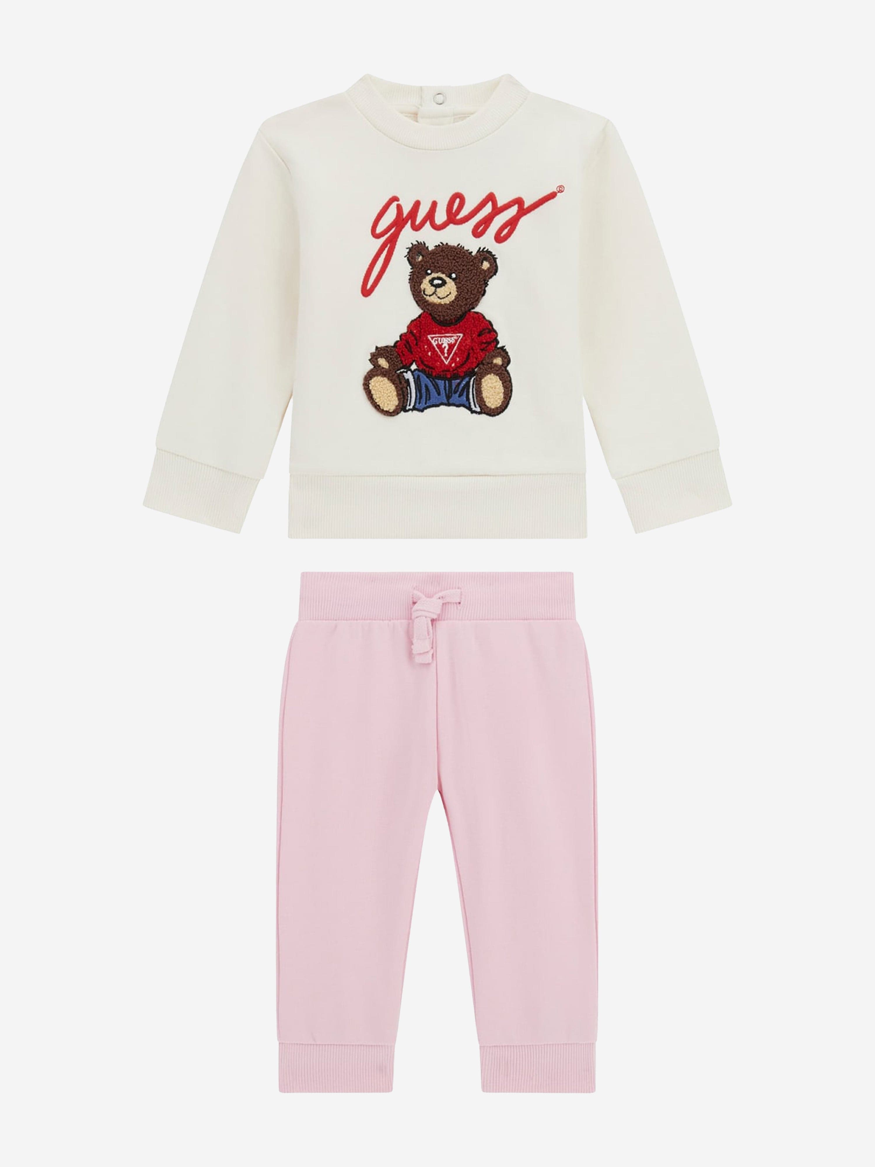 Guess Baby Girls Teddy Bear Top and Pants Set in Ivory With Credit Card Free Shipping