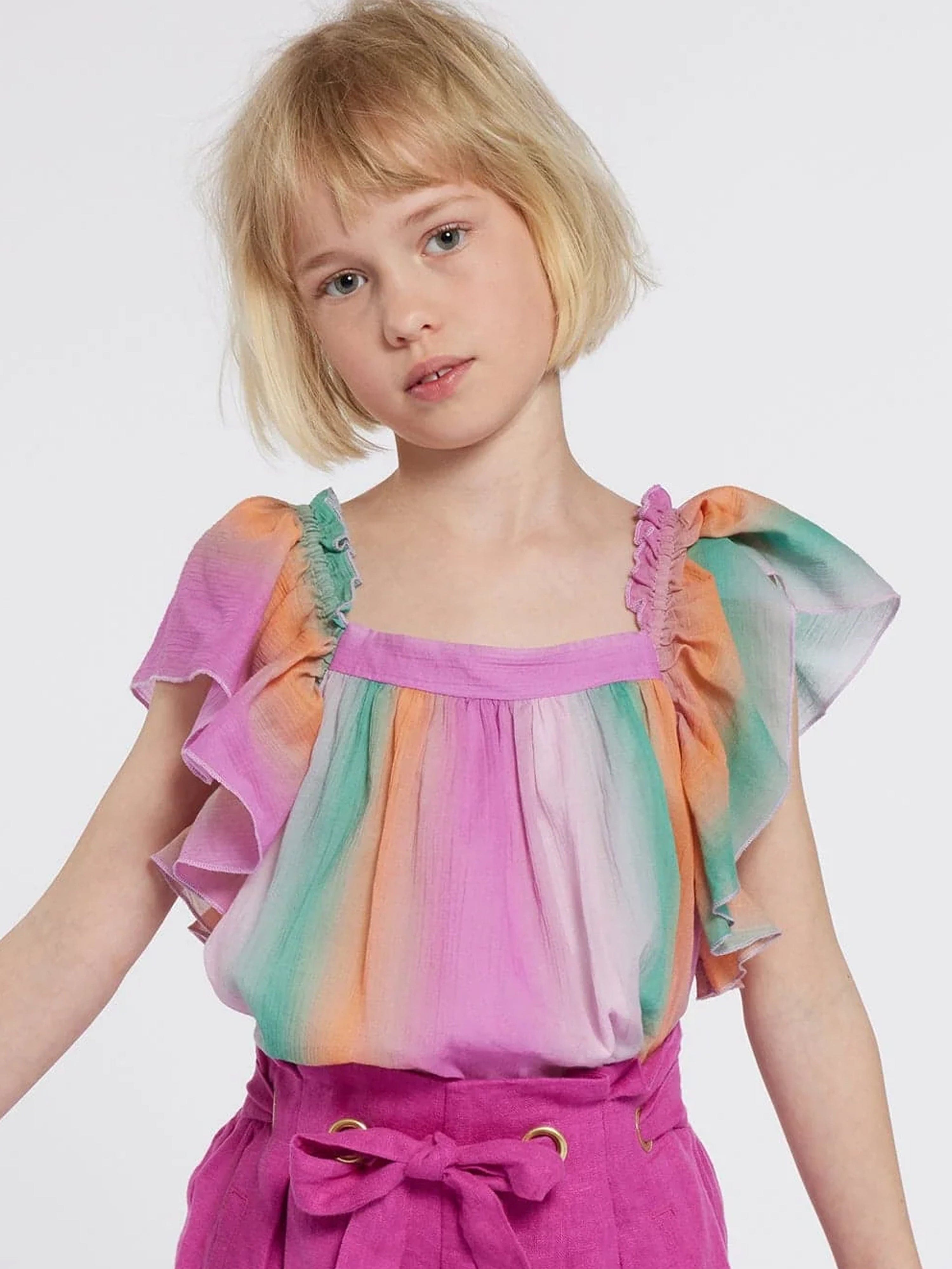 Chlo¨¦ Girls Rainbow Ruffle Blouse in Multicolour Buy Online Cheap Pice