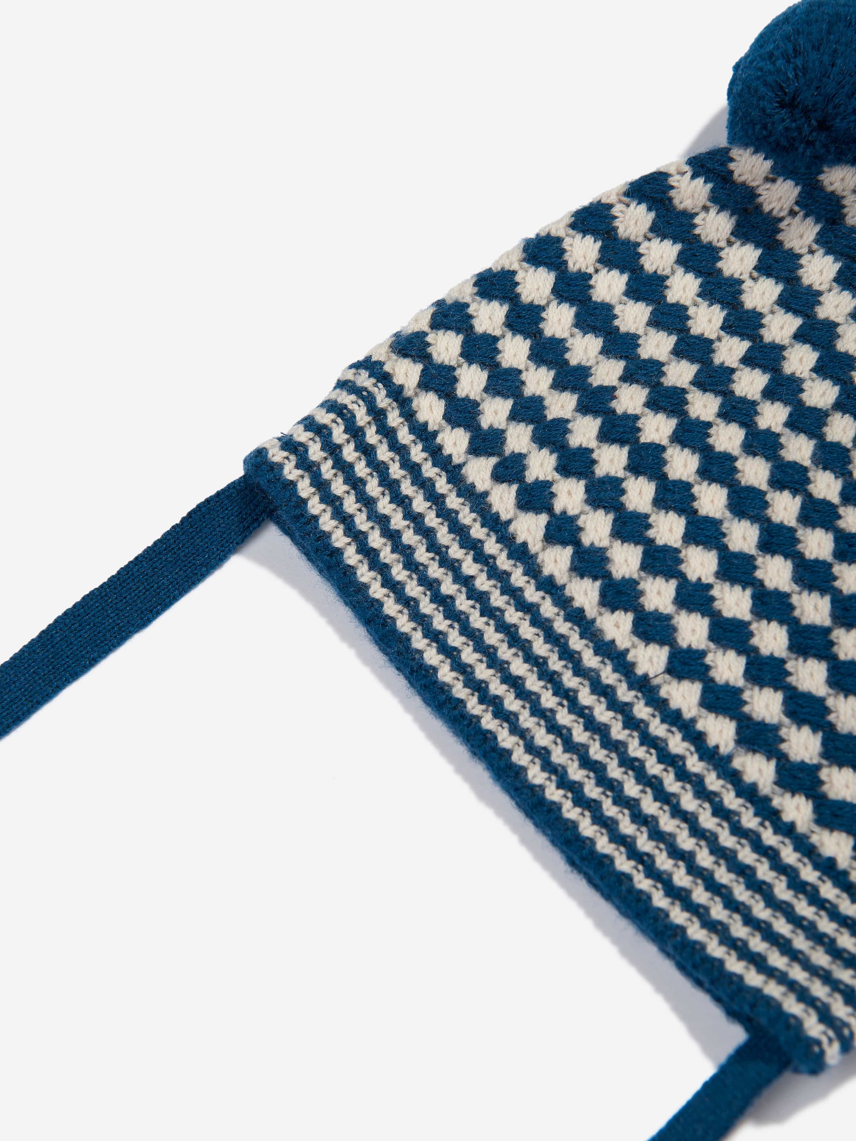The Bonnie Mob Boys Hazel Chunky Checker Hat in Blue Low Pice Fee Shipping Sale Online