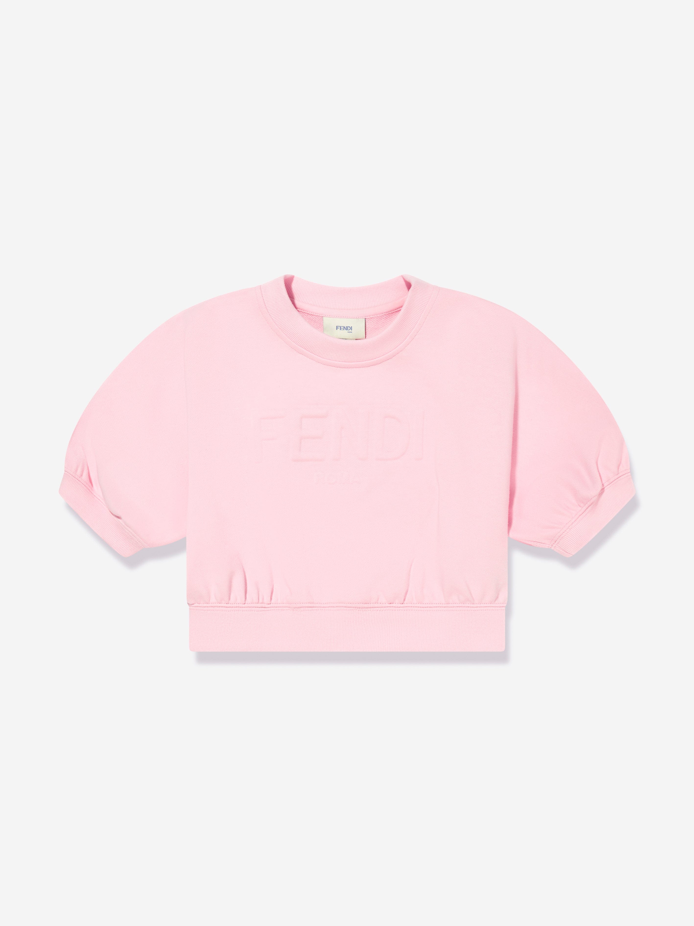 Fendi Girls Cropped Logo Sweatshirt in Pink Wiki For Sale