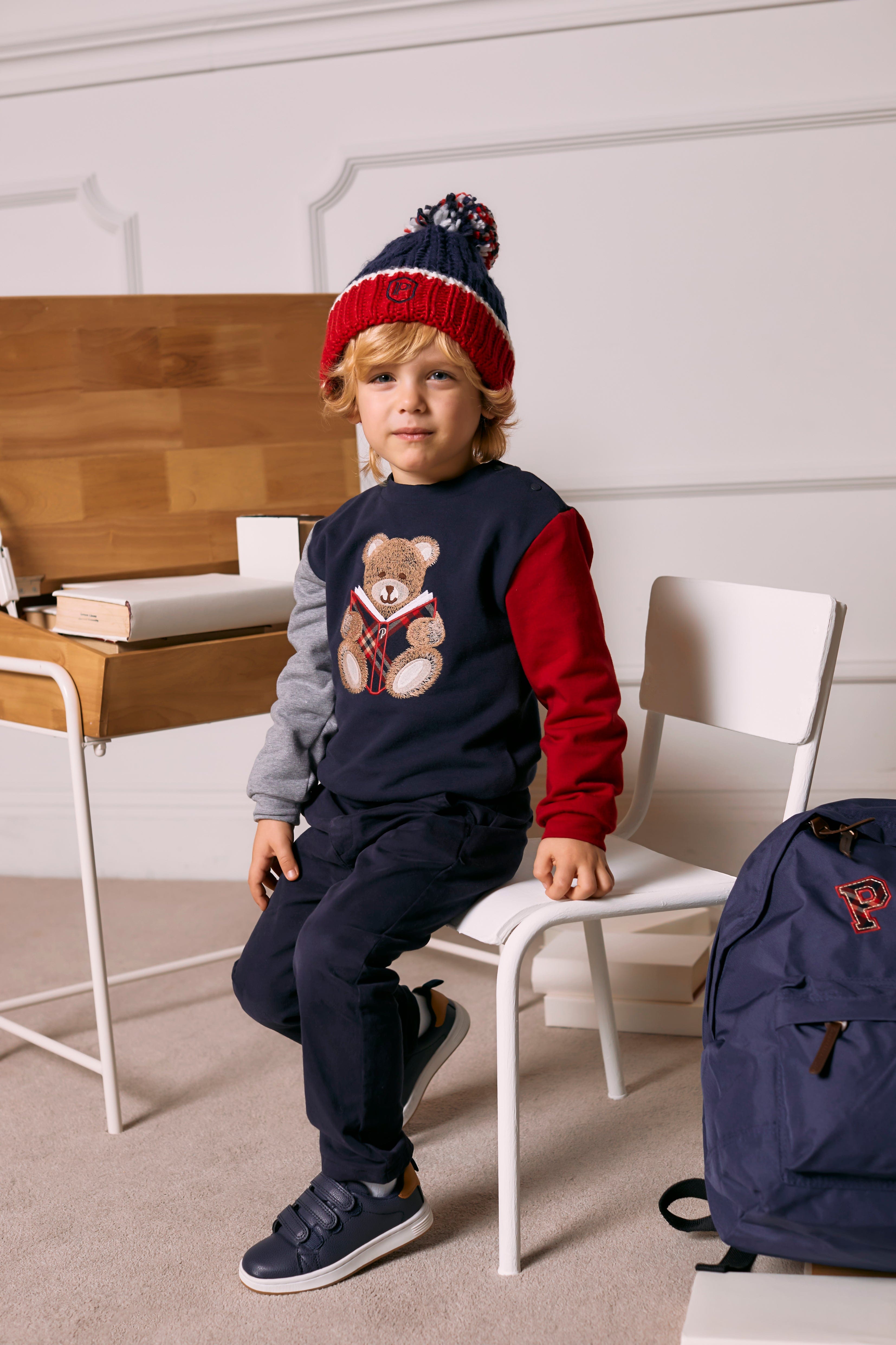 Patachou Baby Boys Teddy Bear Jumper in Navy Discount Shop Offer