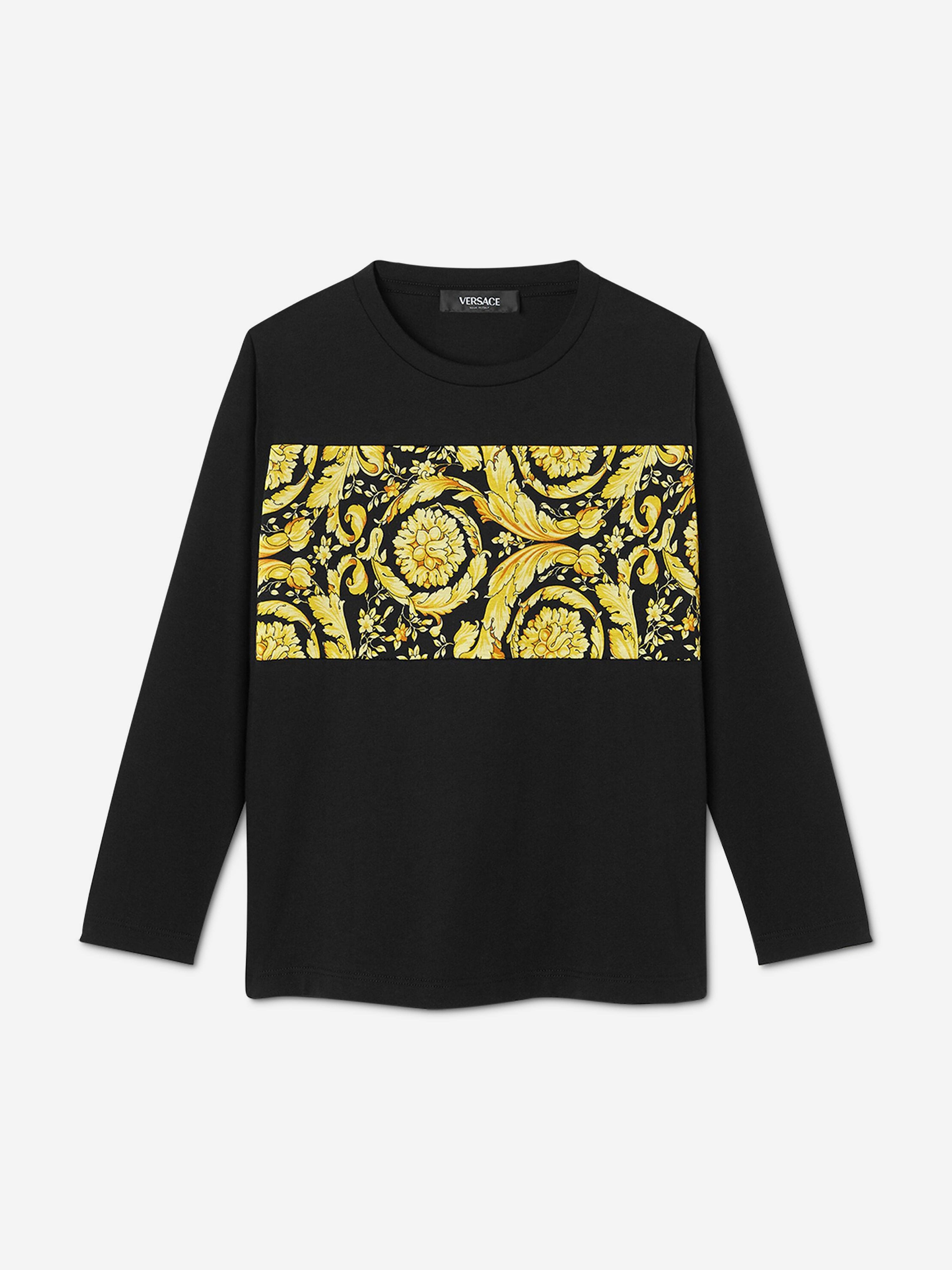 Versace Boys Barocco Long Sleeve T-Shirt in Black Buy Cheap Get Authentic