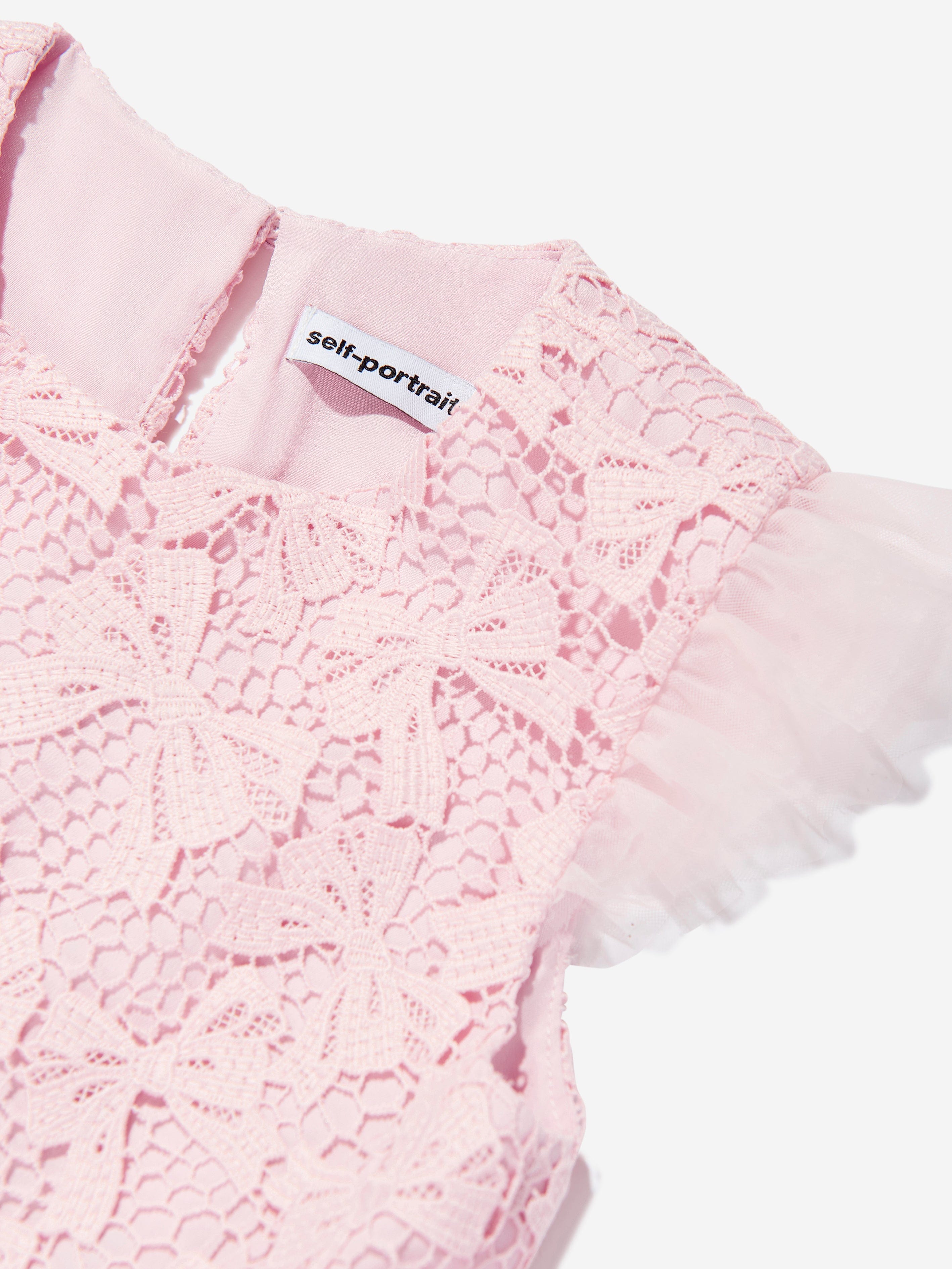 Girls Bow Lace Tiered Dress in Pink Cheap Pice Low Shipping Fee