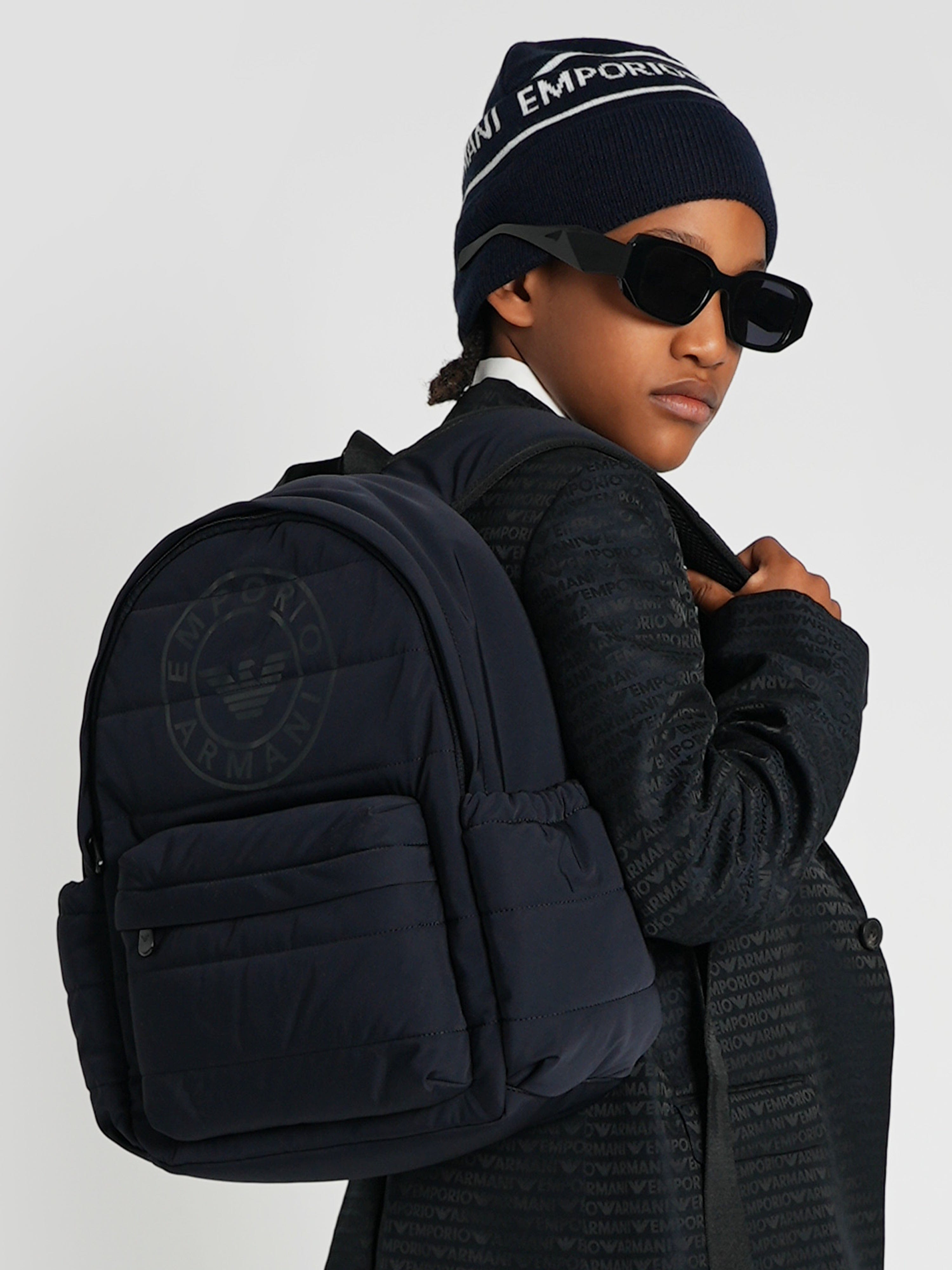Emporio Armani Boys Logo Backpack in Navy (37cm) Safe Shopping Cheap Online