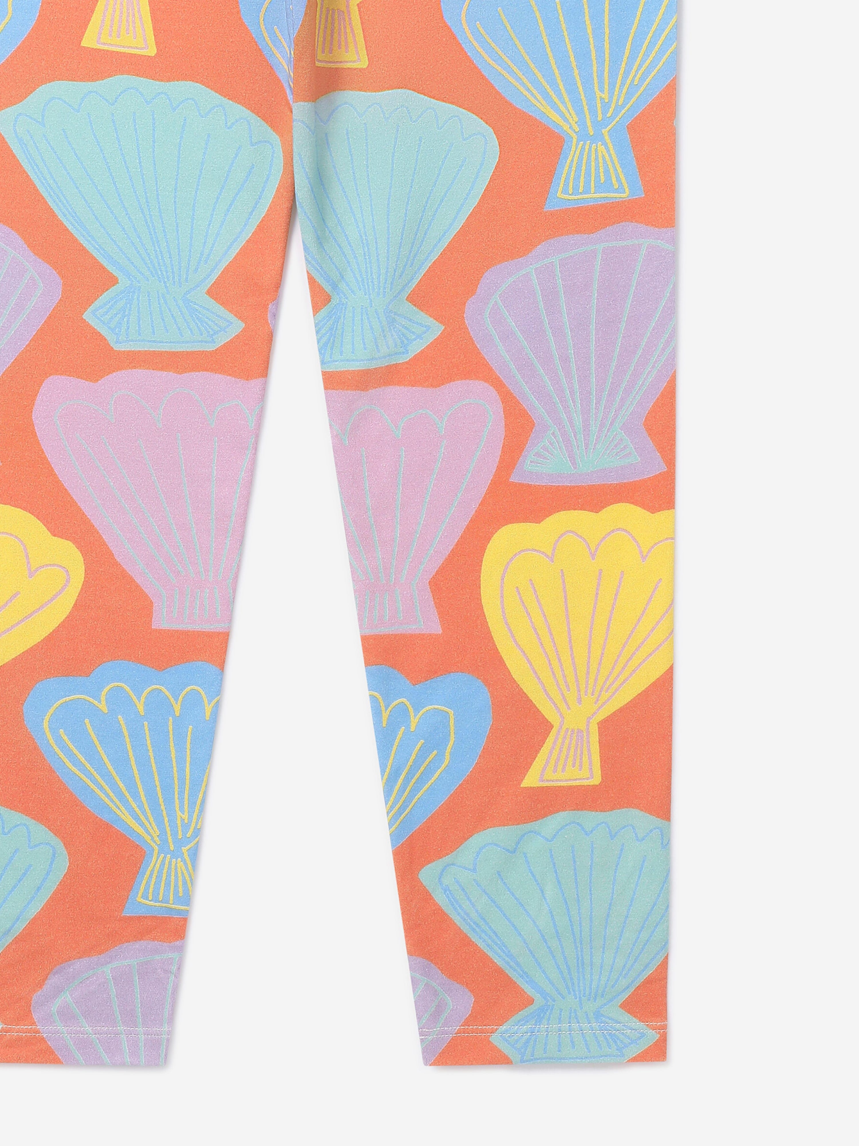 Stella McCartney Girls Shell Print Leggings in Orange For Nice