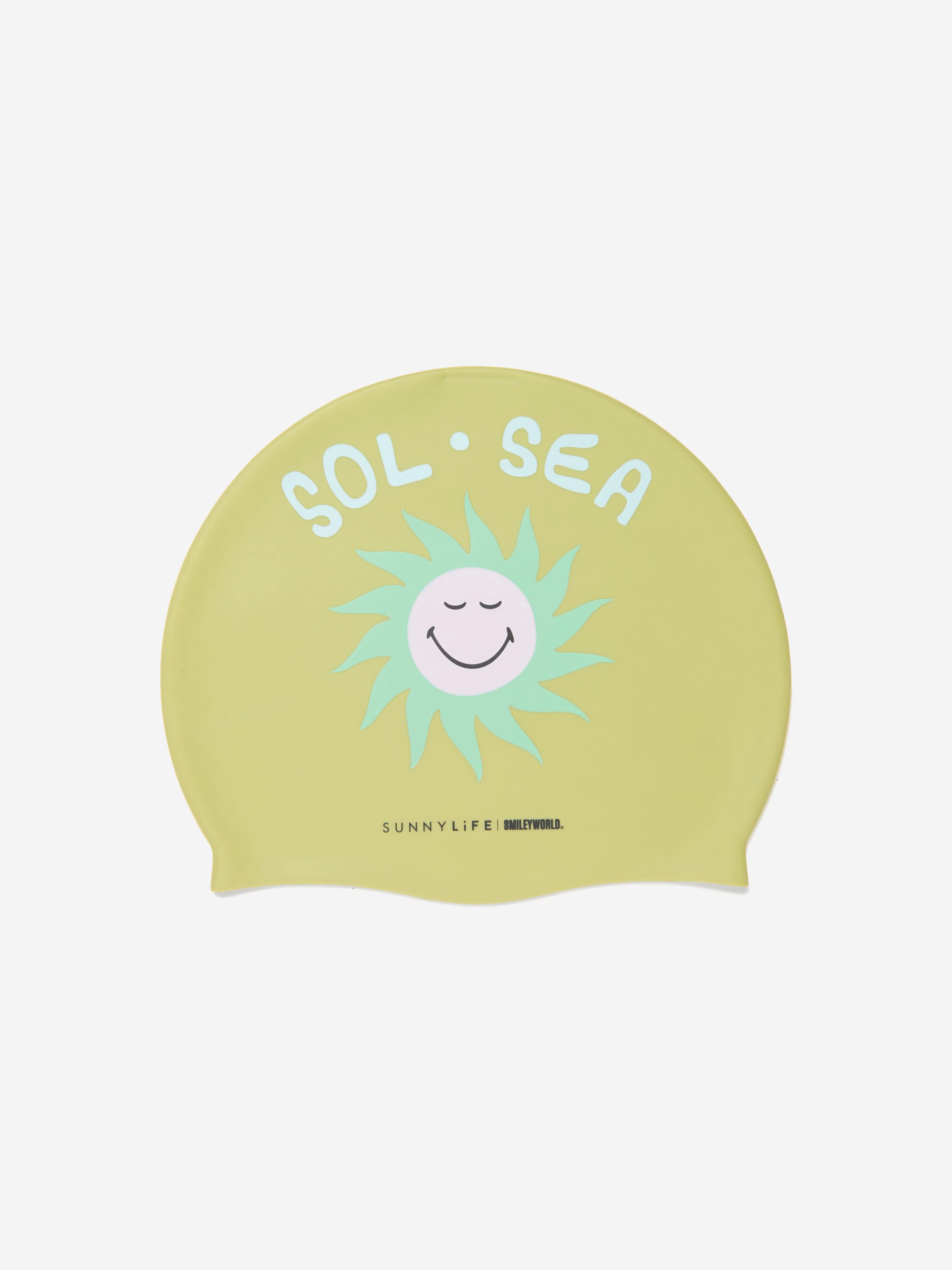Sunnylife Kids Smiley World Swimming Cap in Green Cheap Brand New Unisex