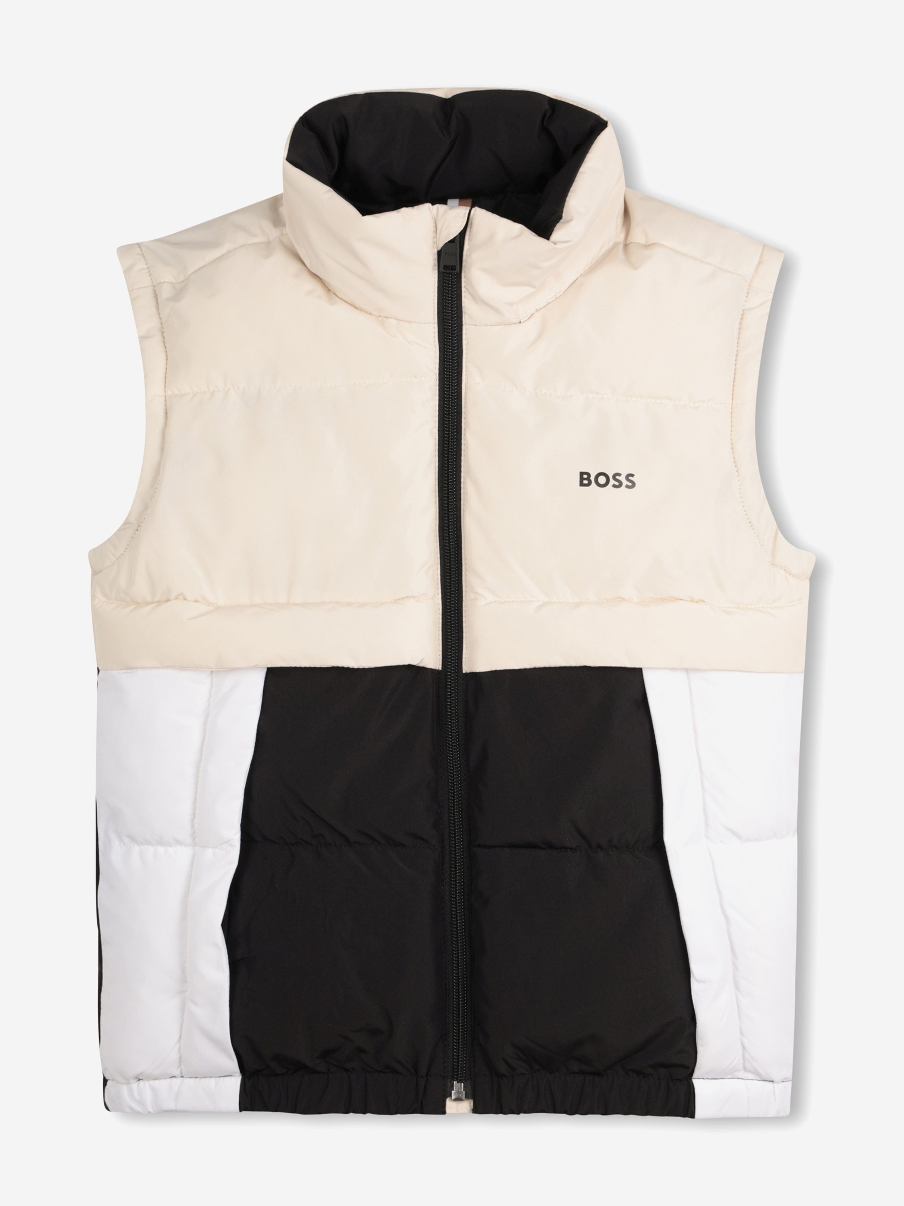 BOSS Boys Down Colourblock Gilet in Beige 2025 Newest Online