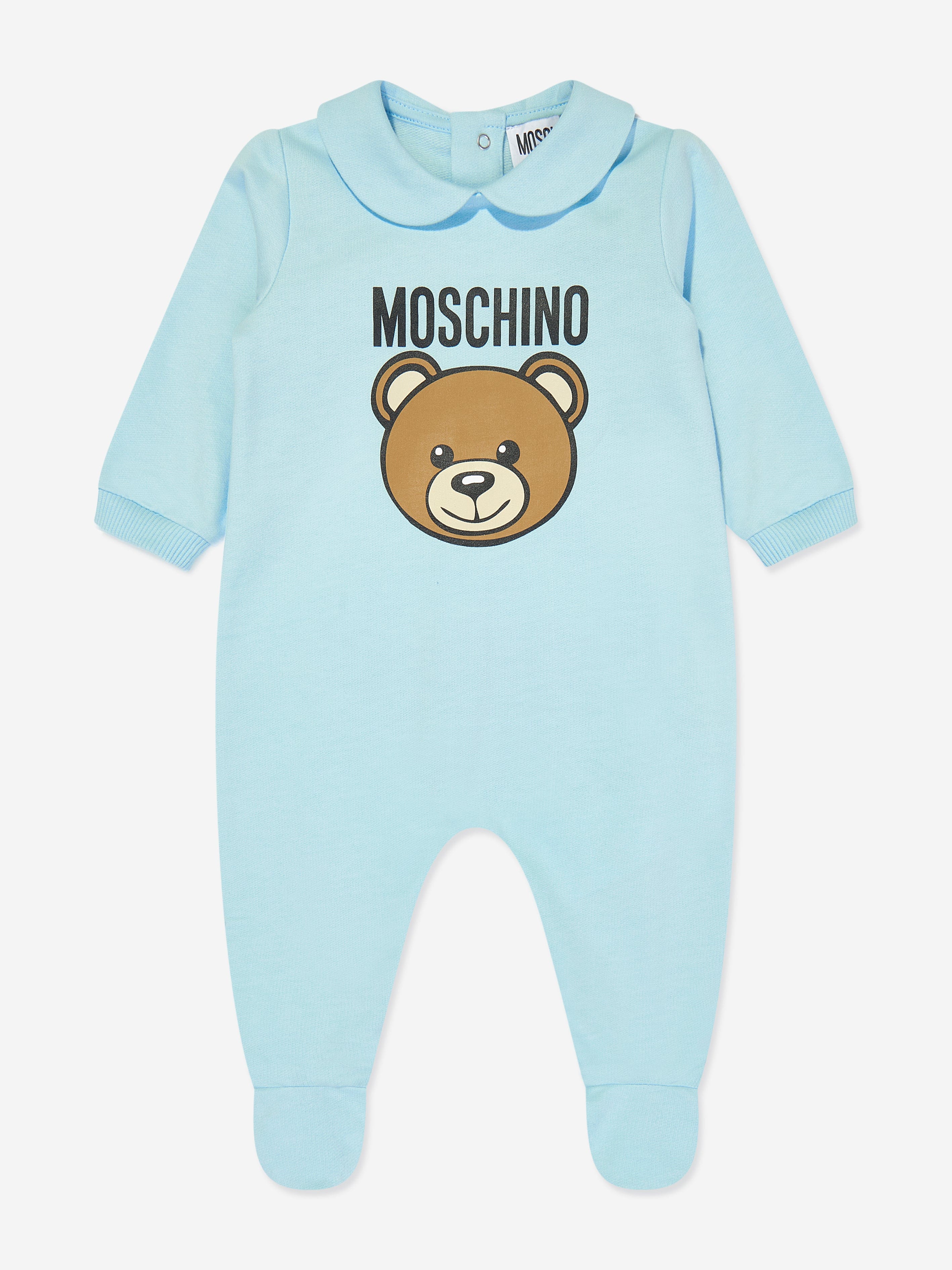 Moschino Baby Boys Bear Logo Babygrow Gift Set in Blue Cheap Buy