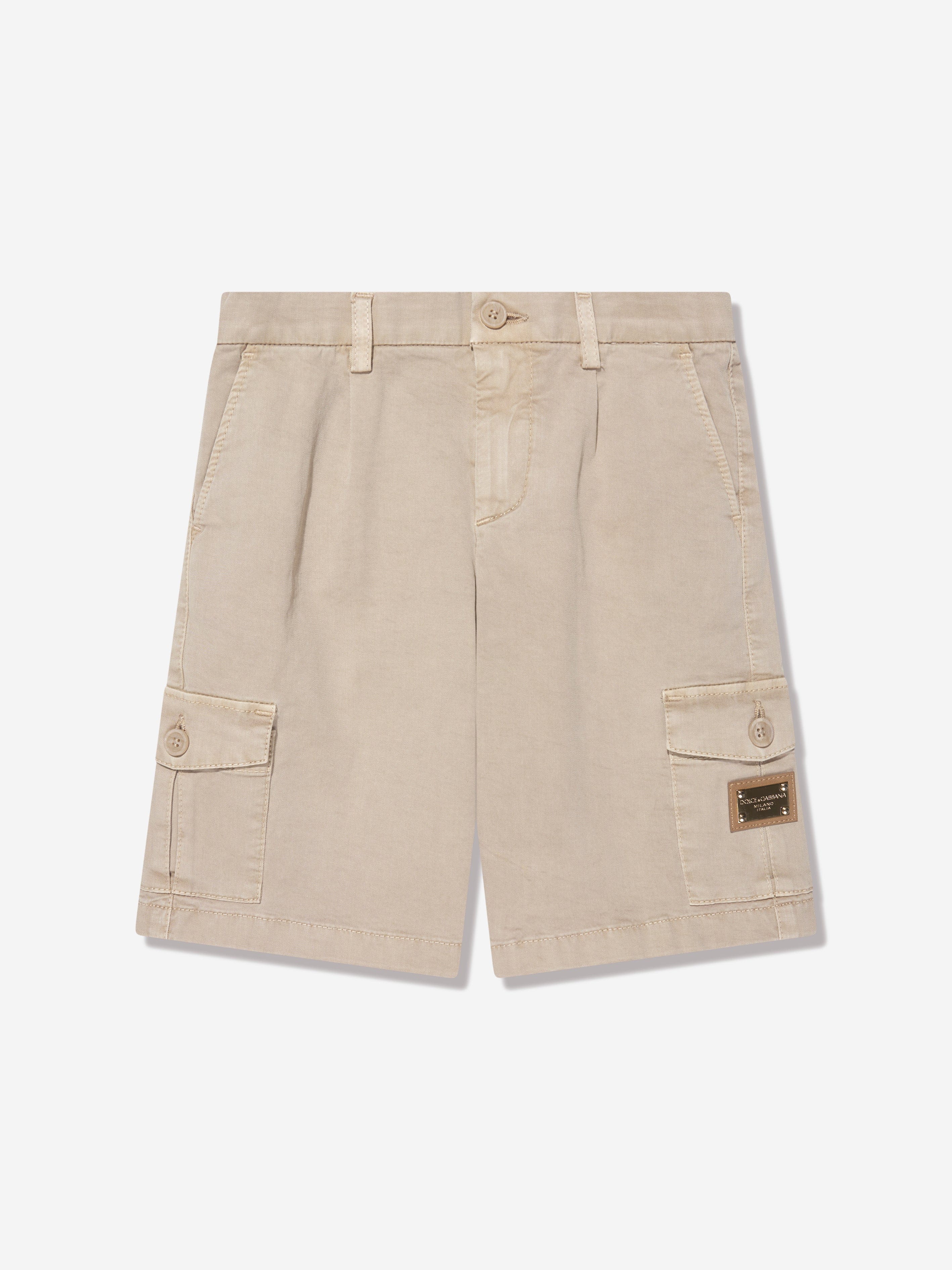 Dolce & Gabbana Boys Cargo Shorts in Beige Low Pice Fee Shipping