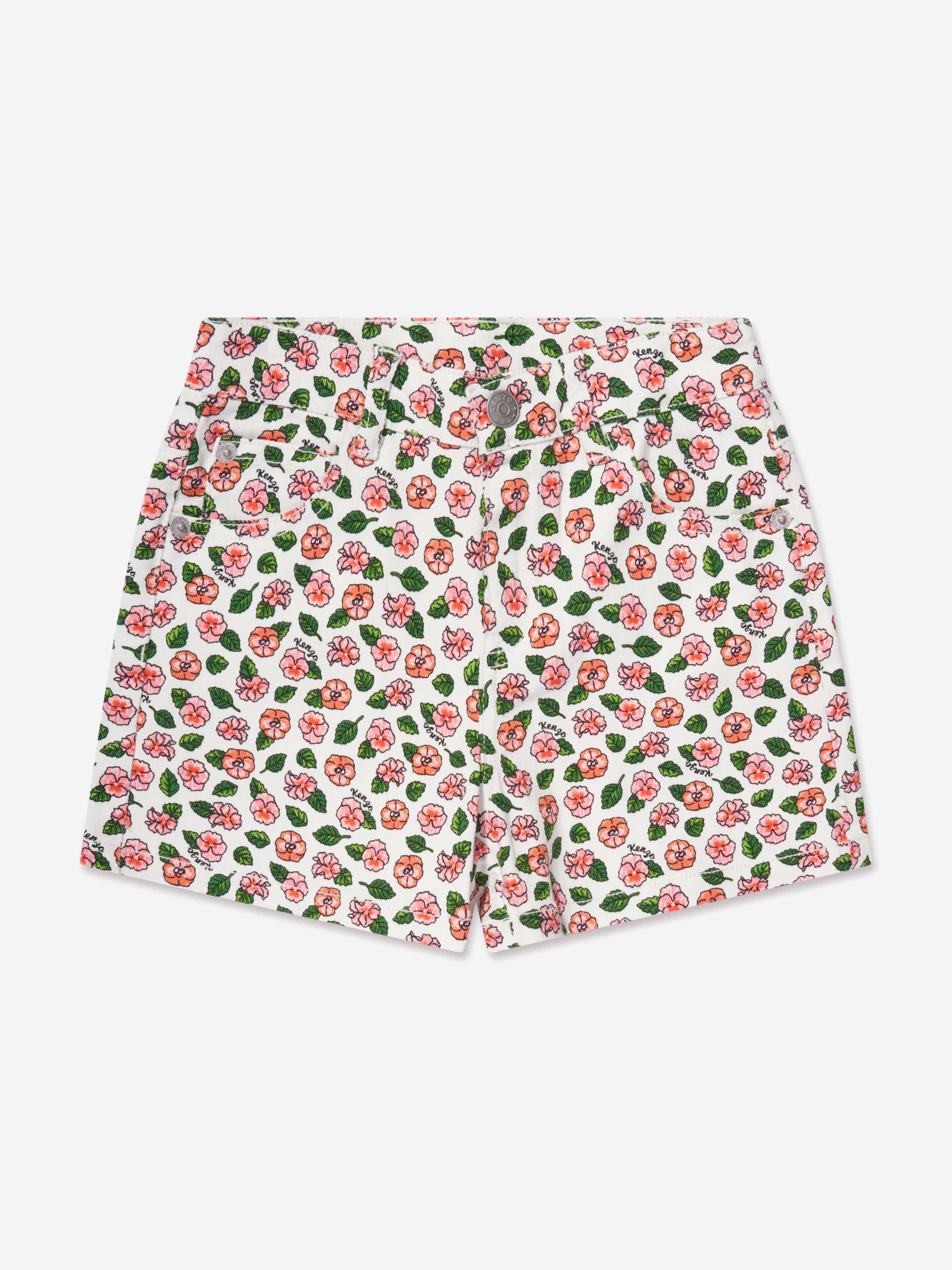 KENZO Girls Flower Shorts in Ivory Reliable For Sale