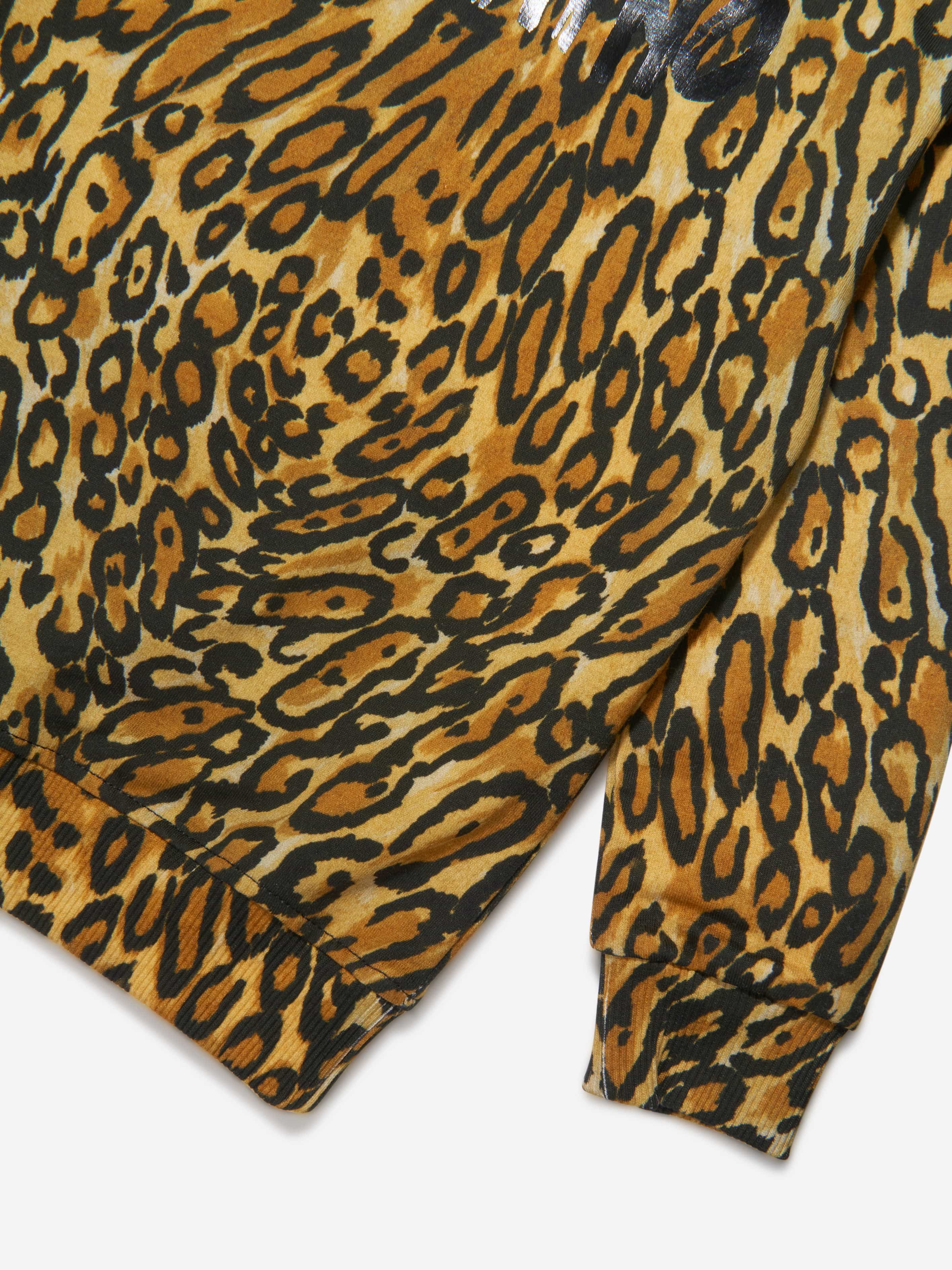 Moschino Boys Leopard Print Sweatshirt in Brown Cheap Sale Popular
