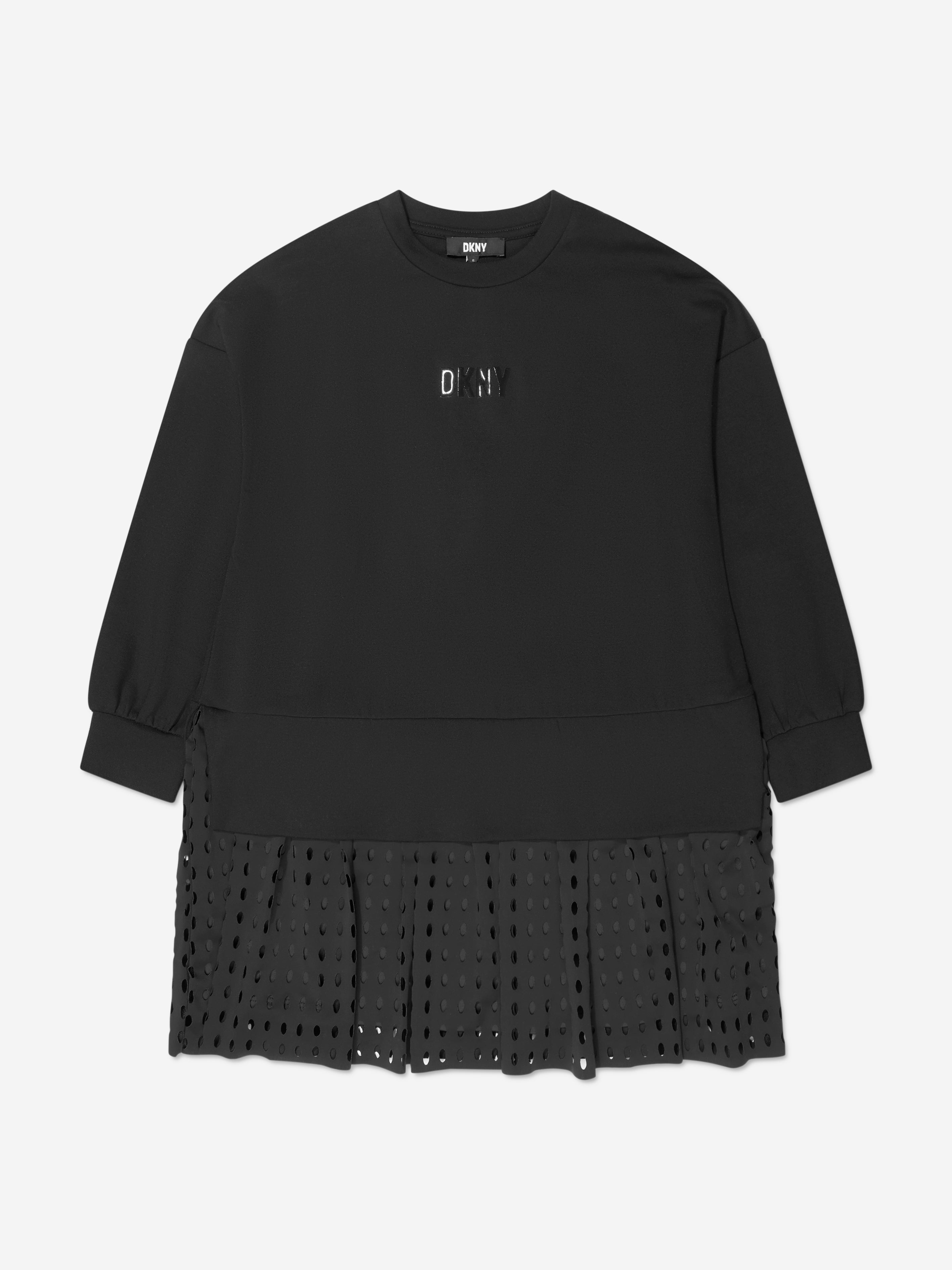 DKNY Girls Long Sleeve Milano Dress in Black Clearance Newest