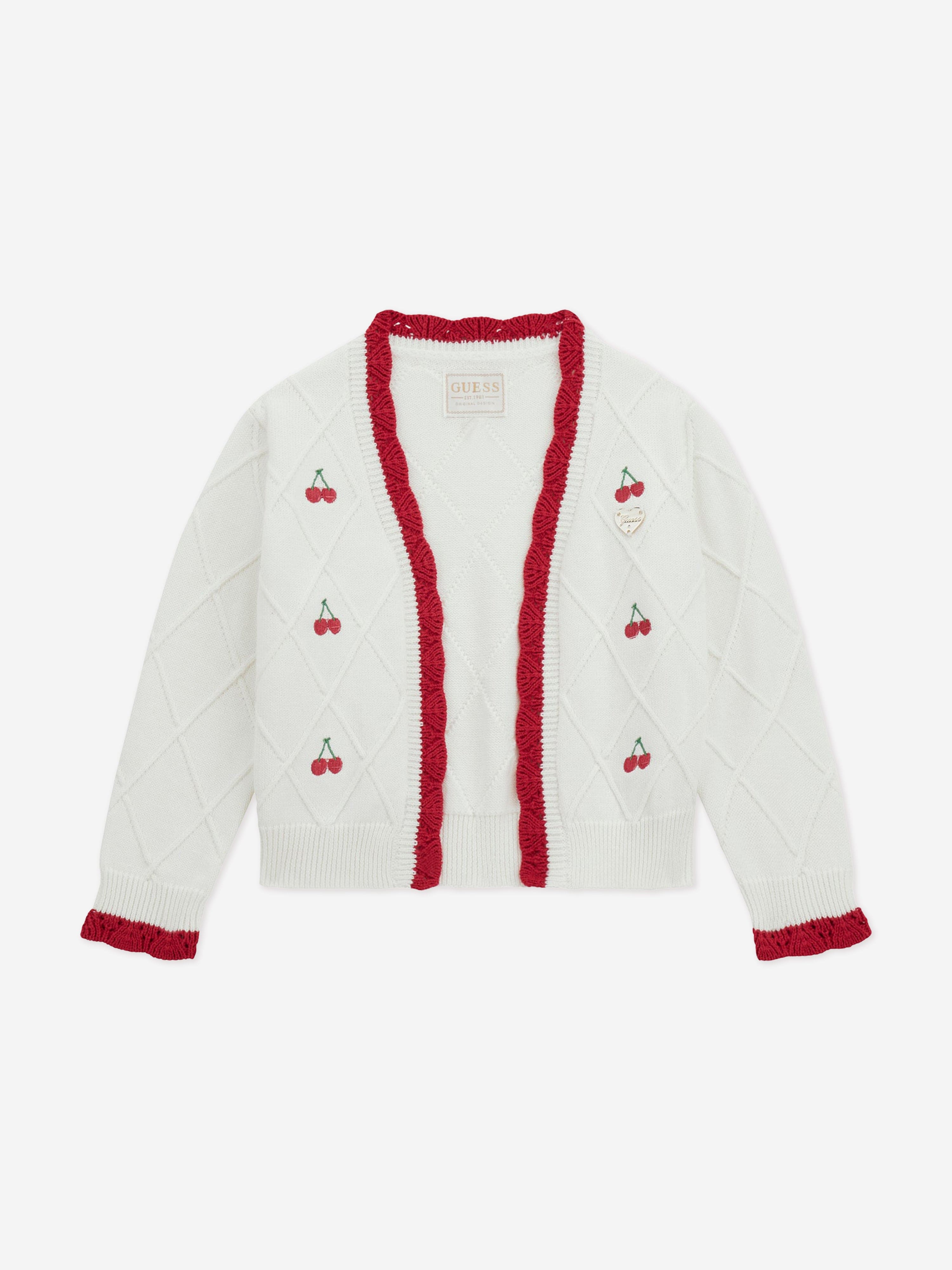 Girls Cherry Cardigan in Ivory Cheap Sale Fashionable