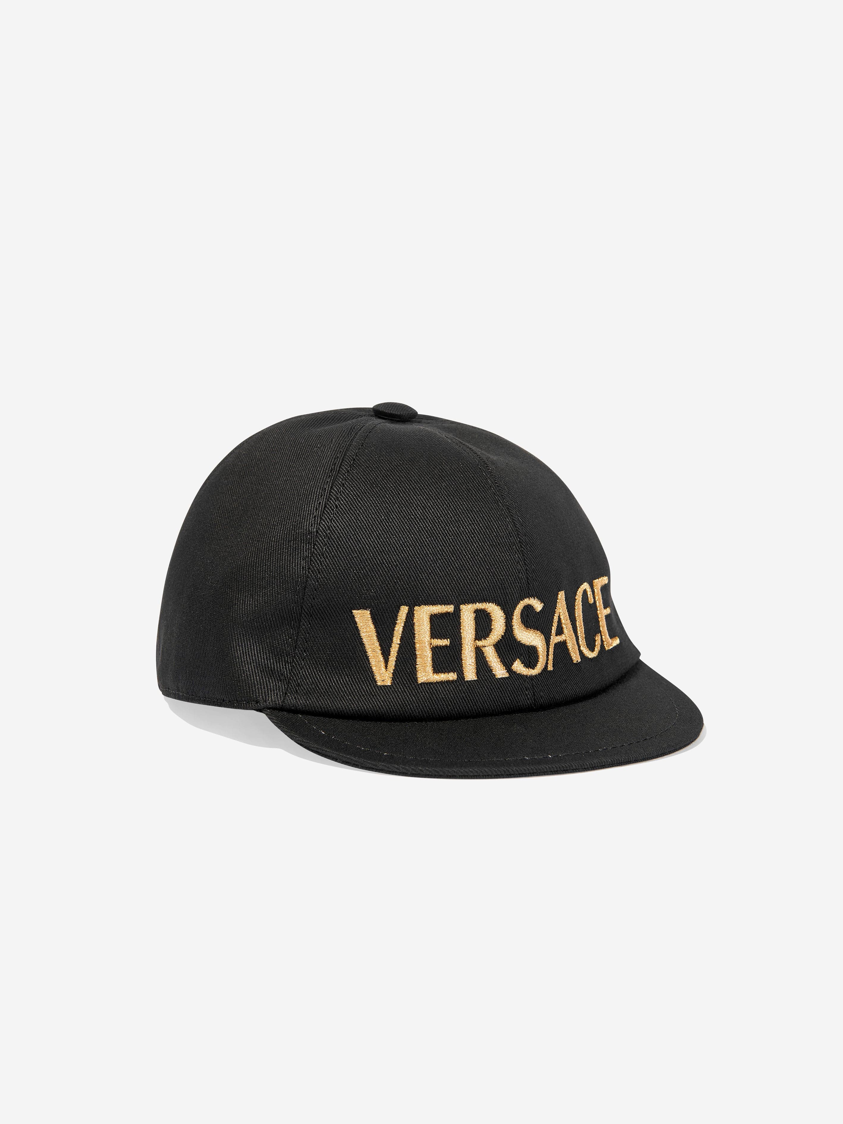 Versace Kids Embroidered Logo Cap in Black Best Pices