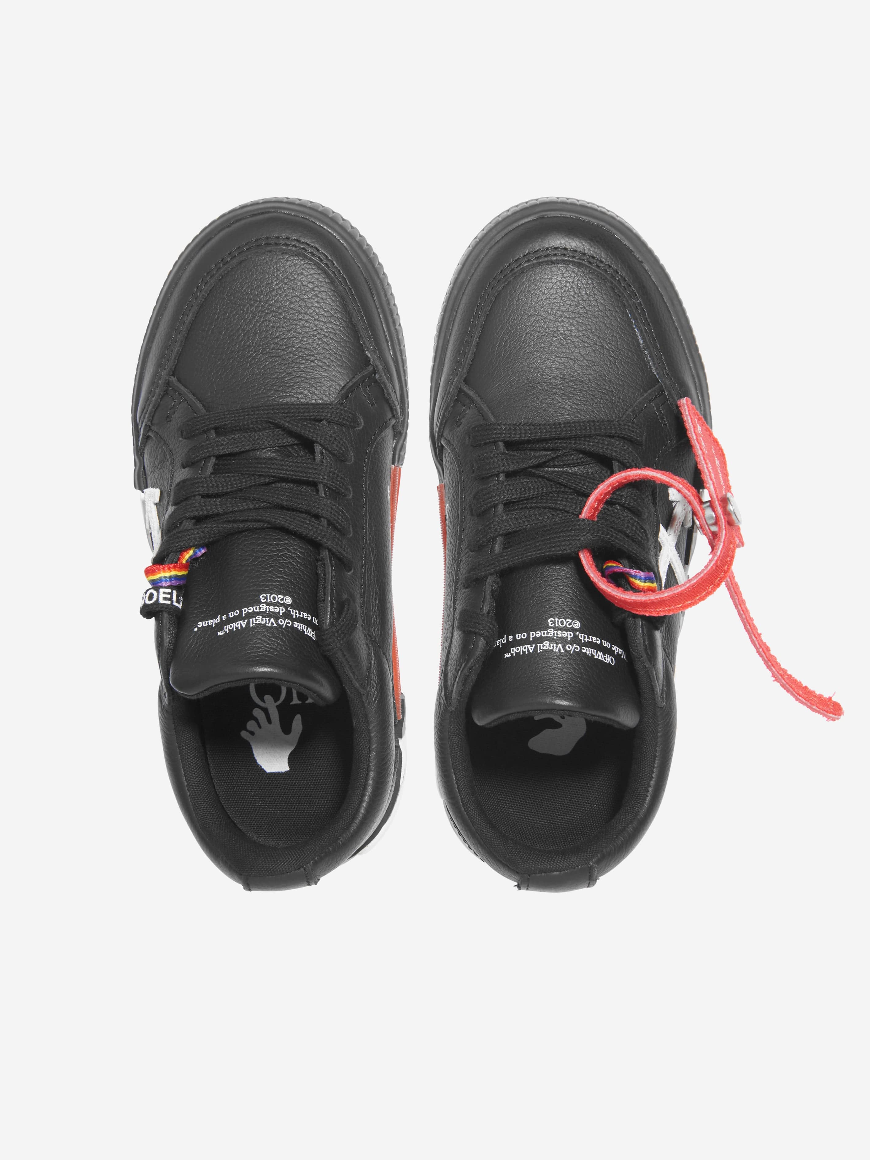 Off-White Boys Leather Lace Up Trainers in Black Sale Authentic