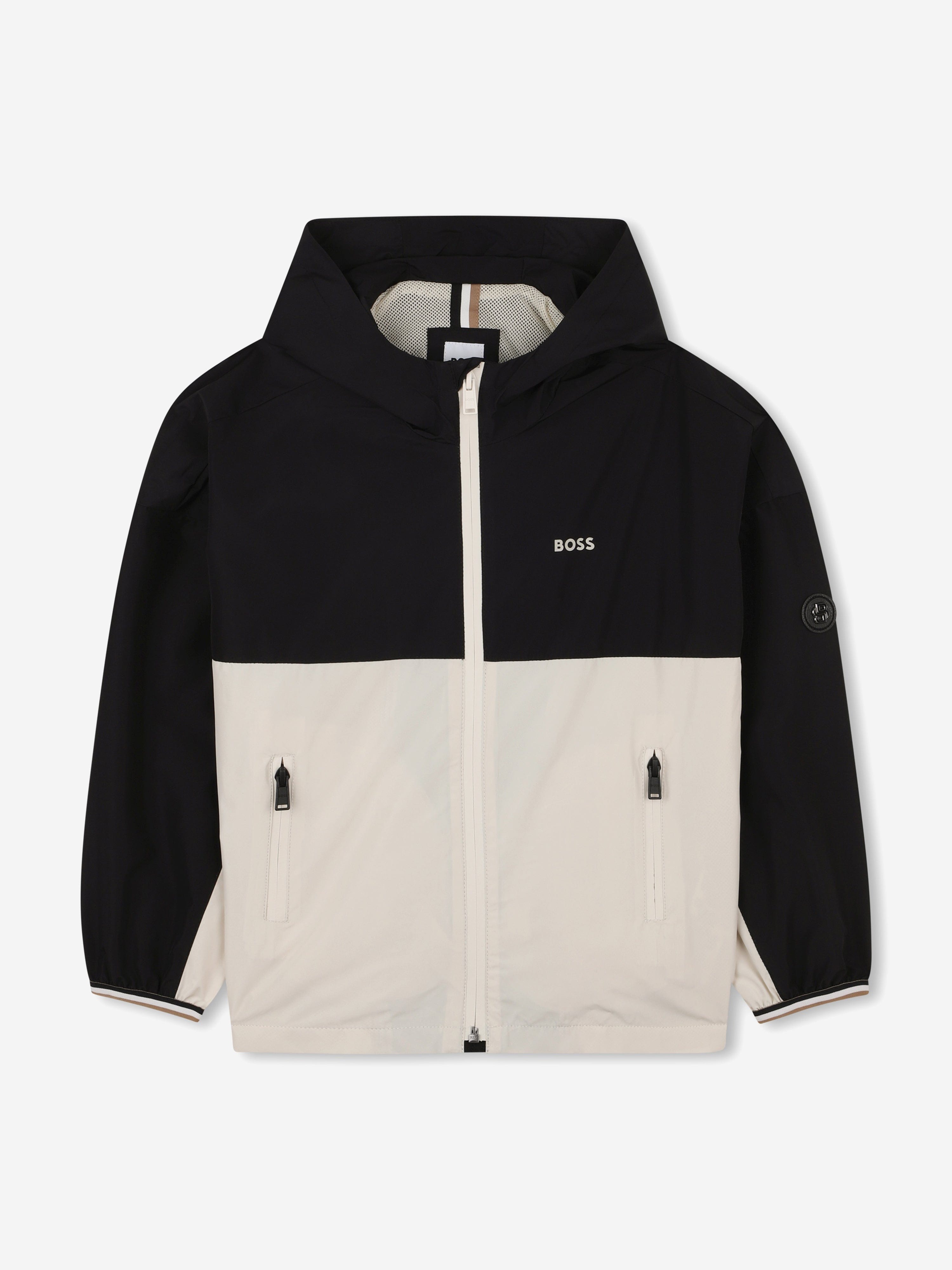 BOSS Boys Hooded Windbreaker in Black Buy Cheap Best Sale