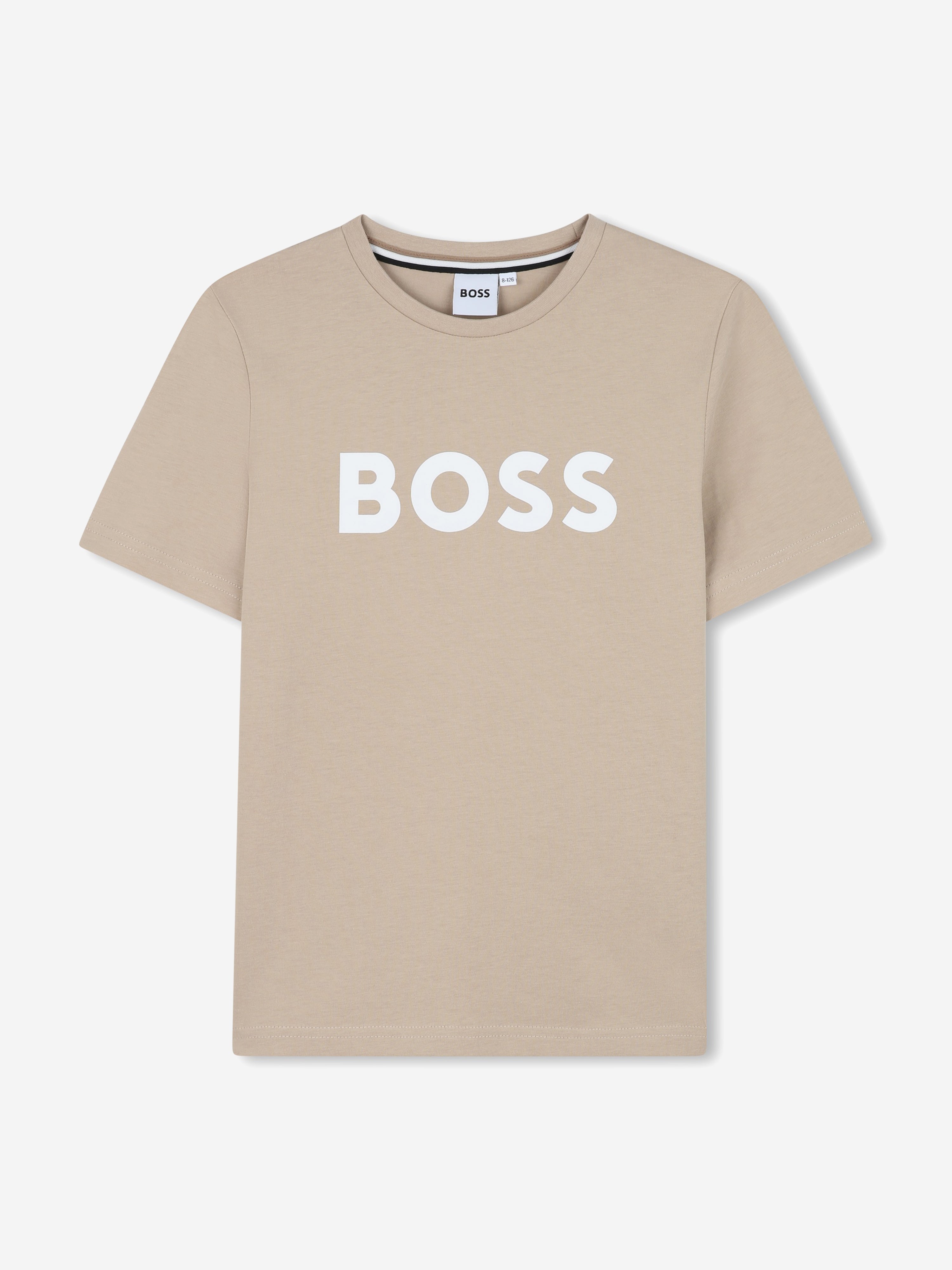 BOSS Boys Logo Print T-Shirt in Beige Discount Authentic Online