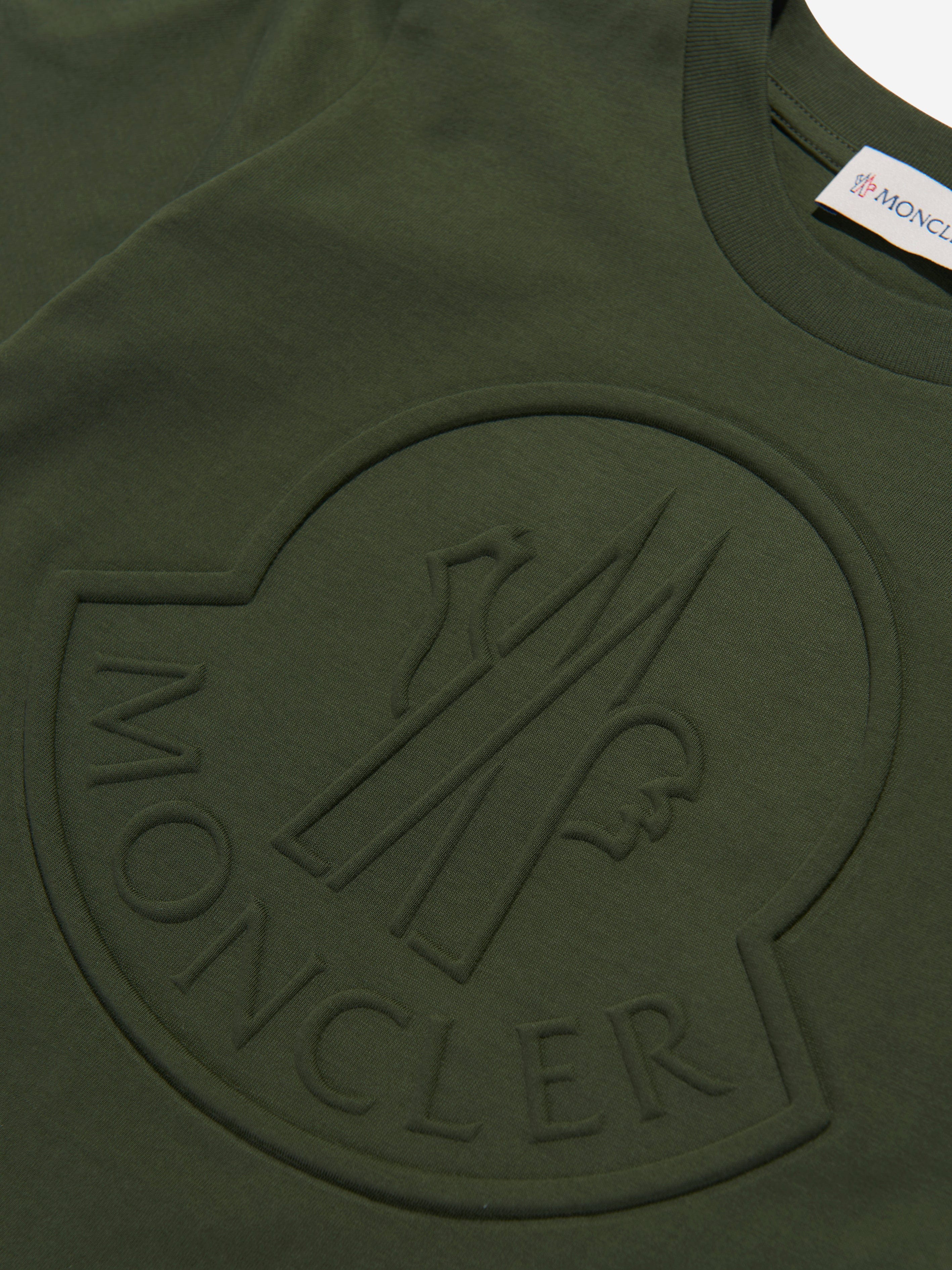 Moncler Enfant Boys Logo T-Shirt in Green Discount Brand New Unisex
