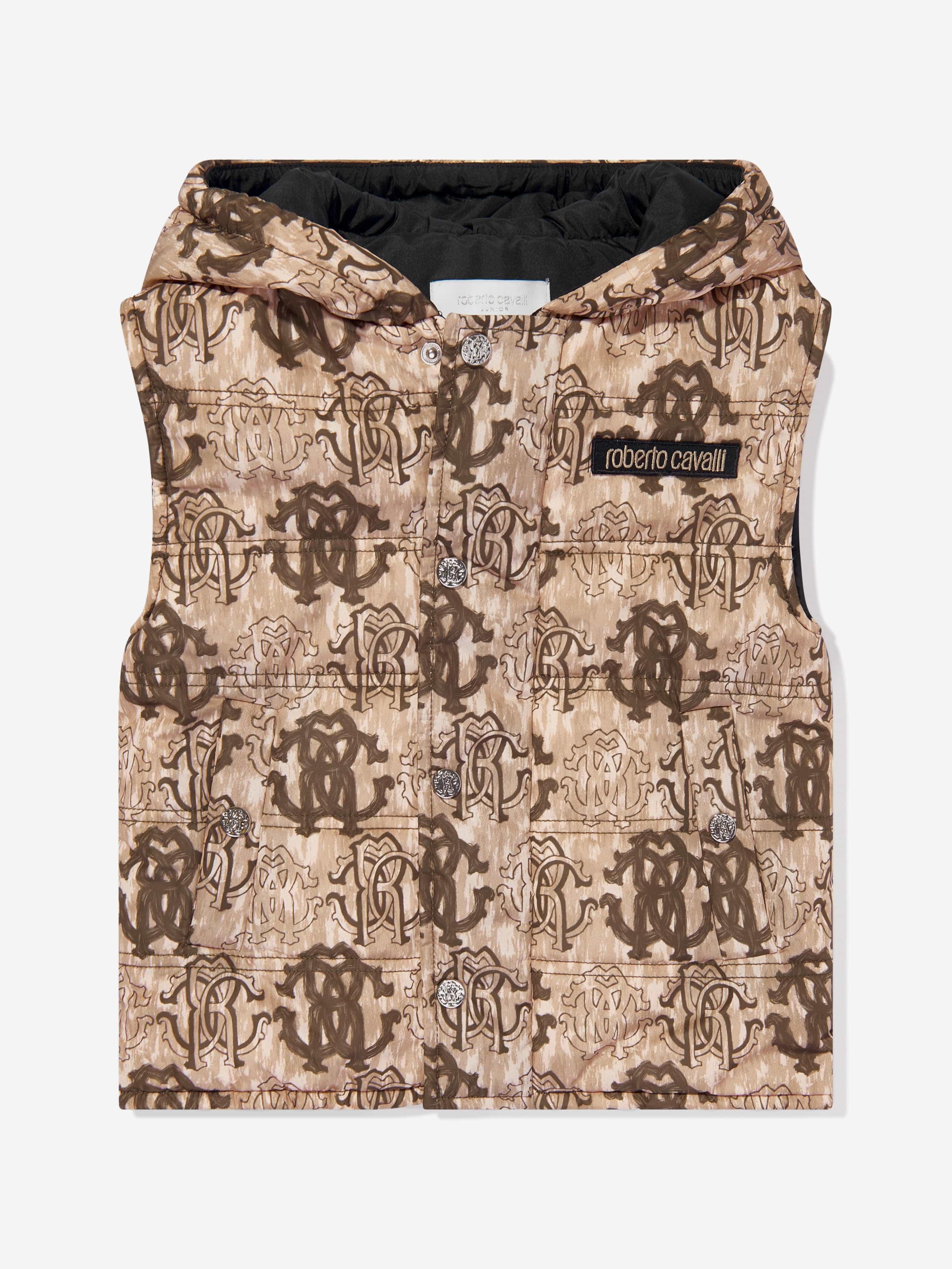 Roberto Cavalli Boys Monogram Gilet in Brown Clearance How Much