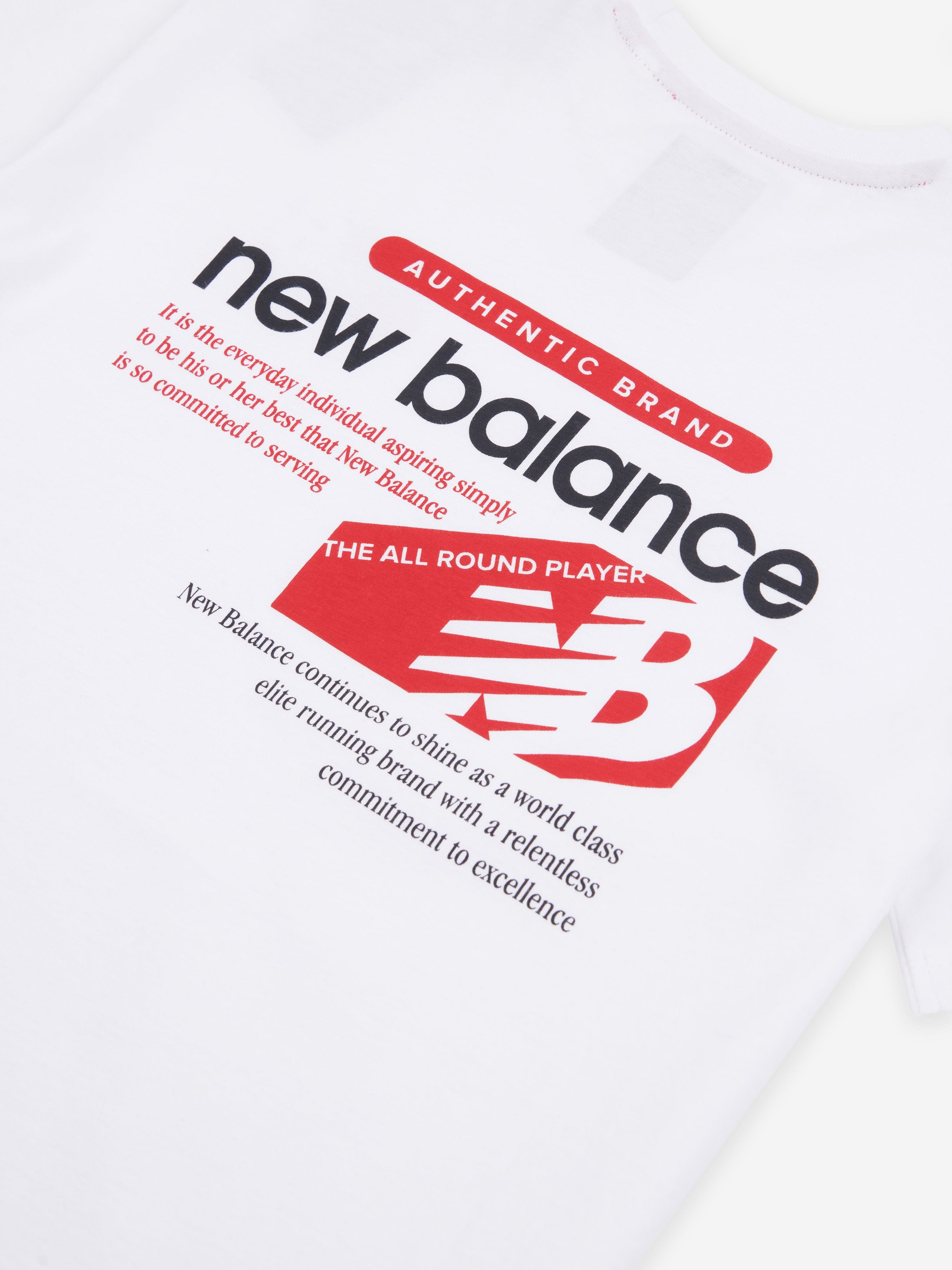 New Balance Boys Authentic Brand T-Shirt in White Cheap Sale Comfortable