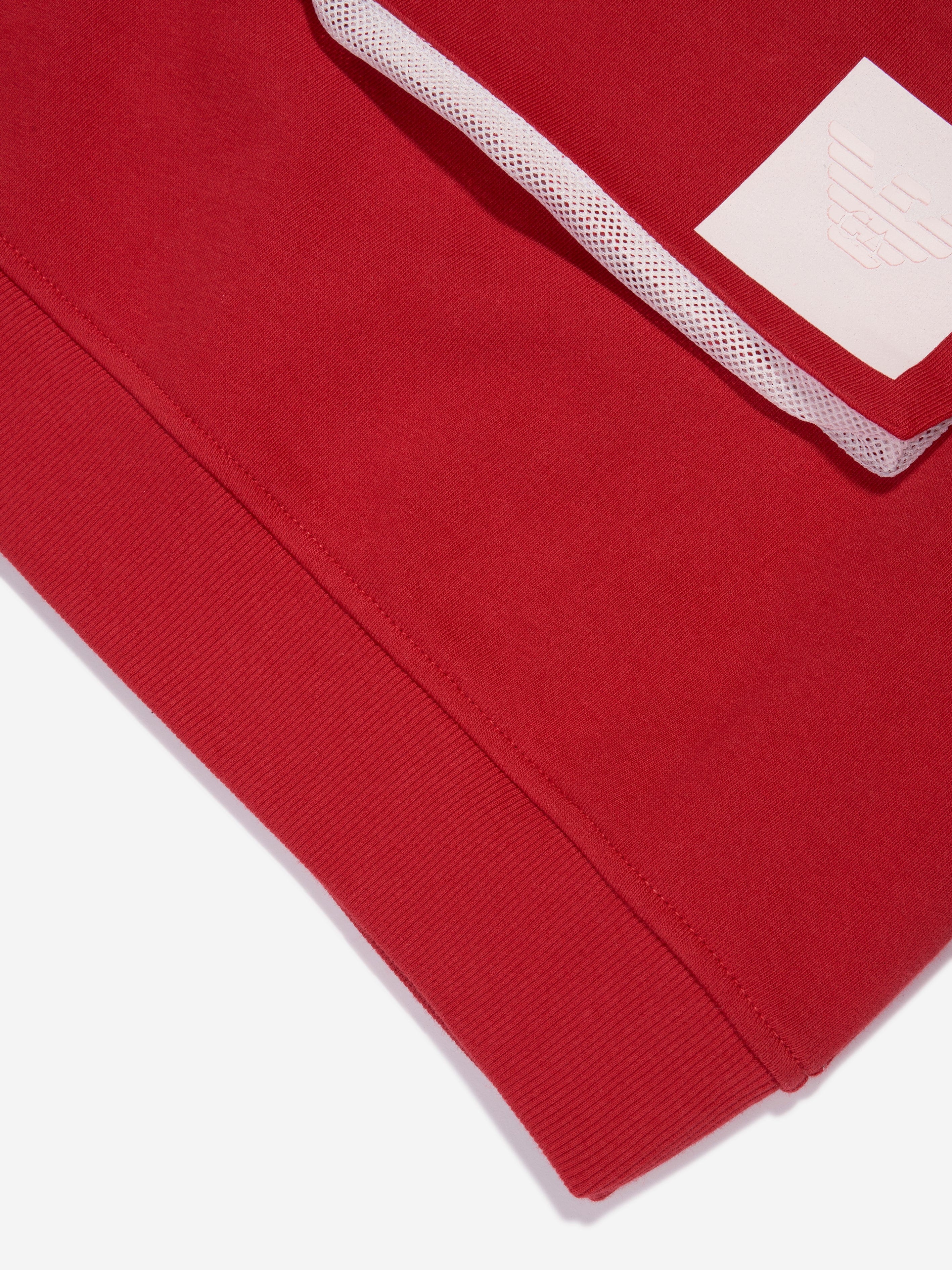 Emporio Armani Boys Front Pocket Hoodie In Red Clearance Wholesale Pice