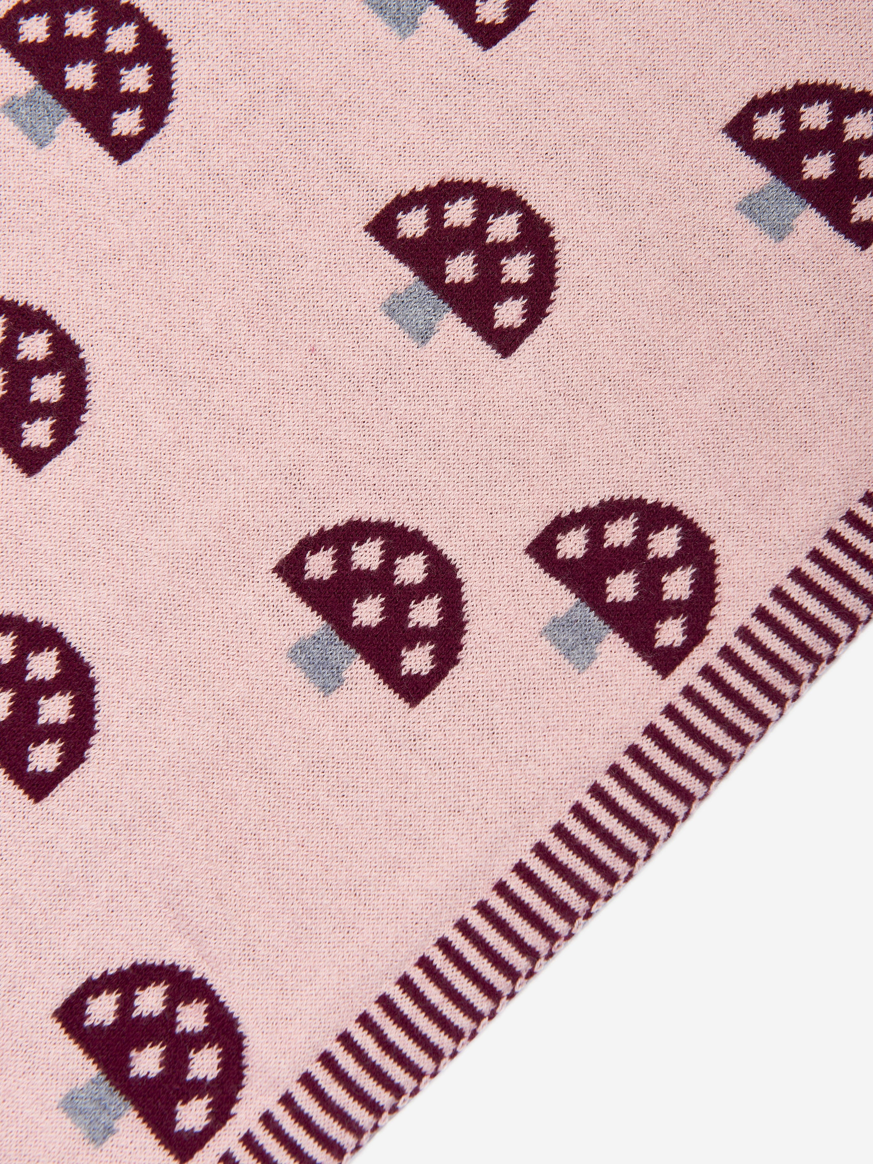 The Bonnie Mob Baby Girls Scout Mushroom Knit Shawl in Pink Outlet Online