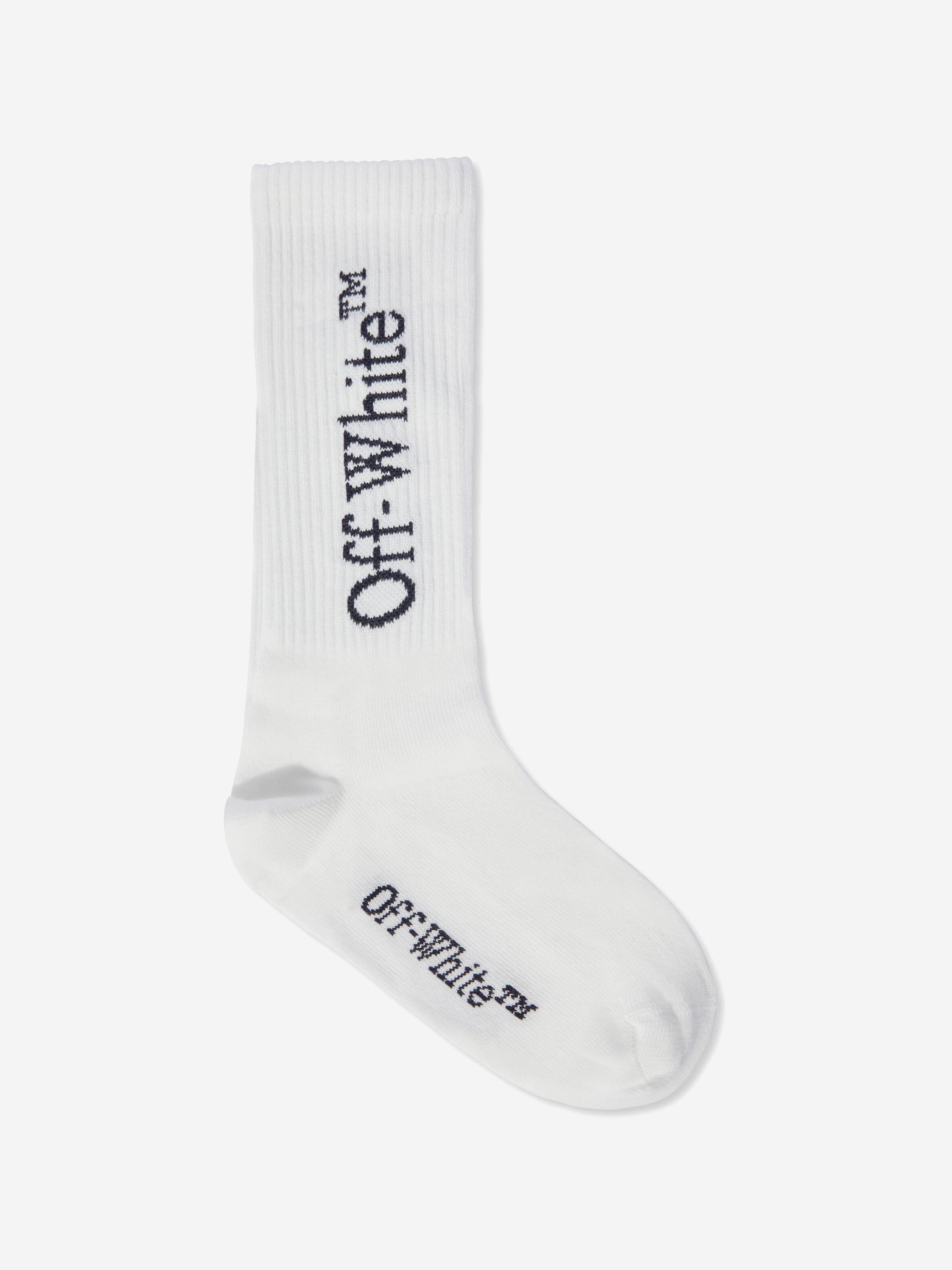 Off-White Kids Bookish Logo Socks in White Discount Eastbay