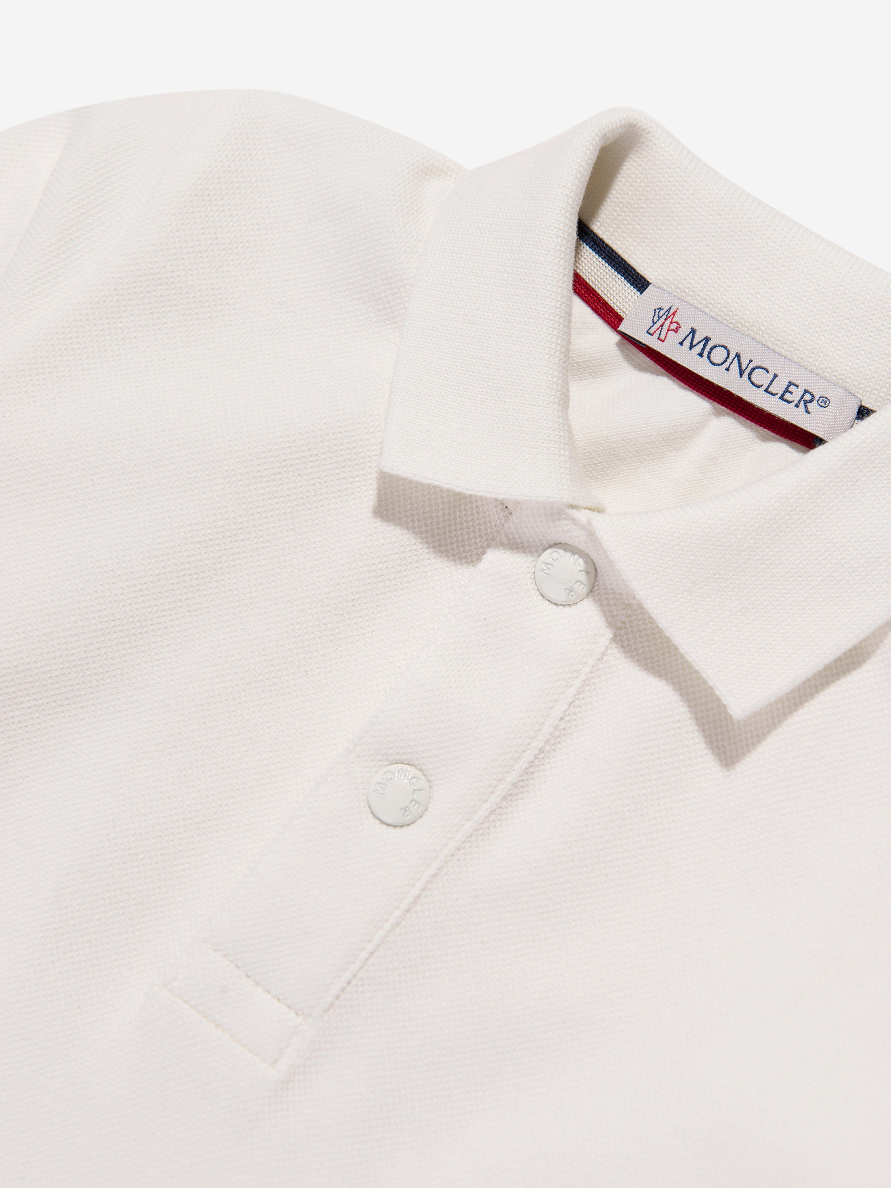 Moncler Enfant Baby Boys Long Sleeve Polo Shirt in Ivory Sast