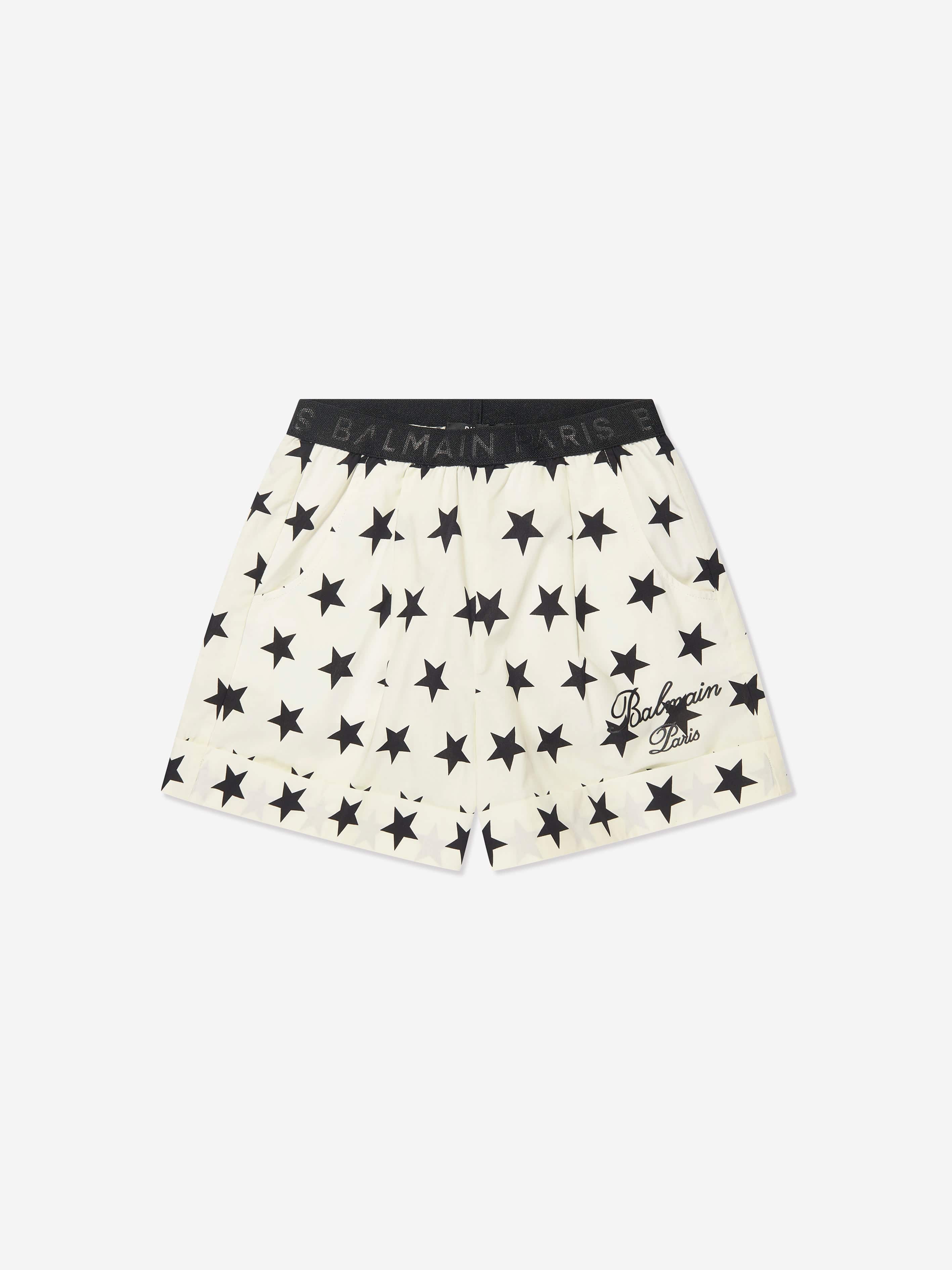 Balmain Girls Star Print Shorts in Ivory Cheap Sale Discounts