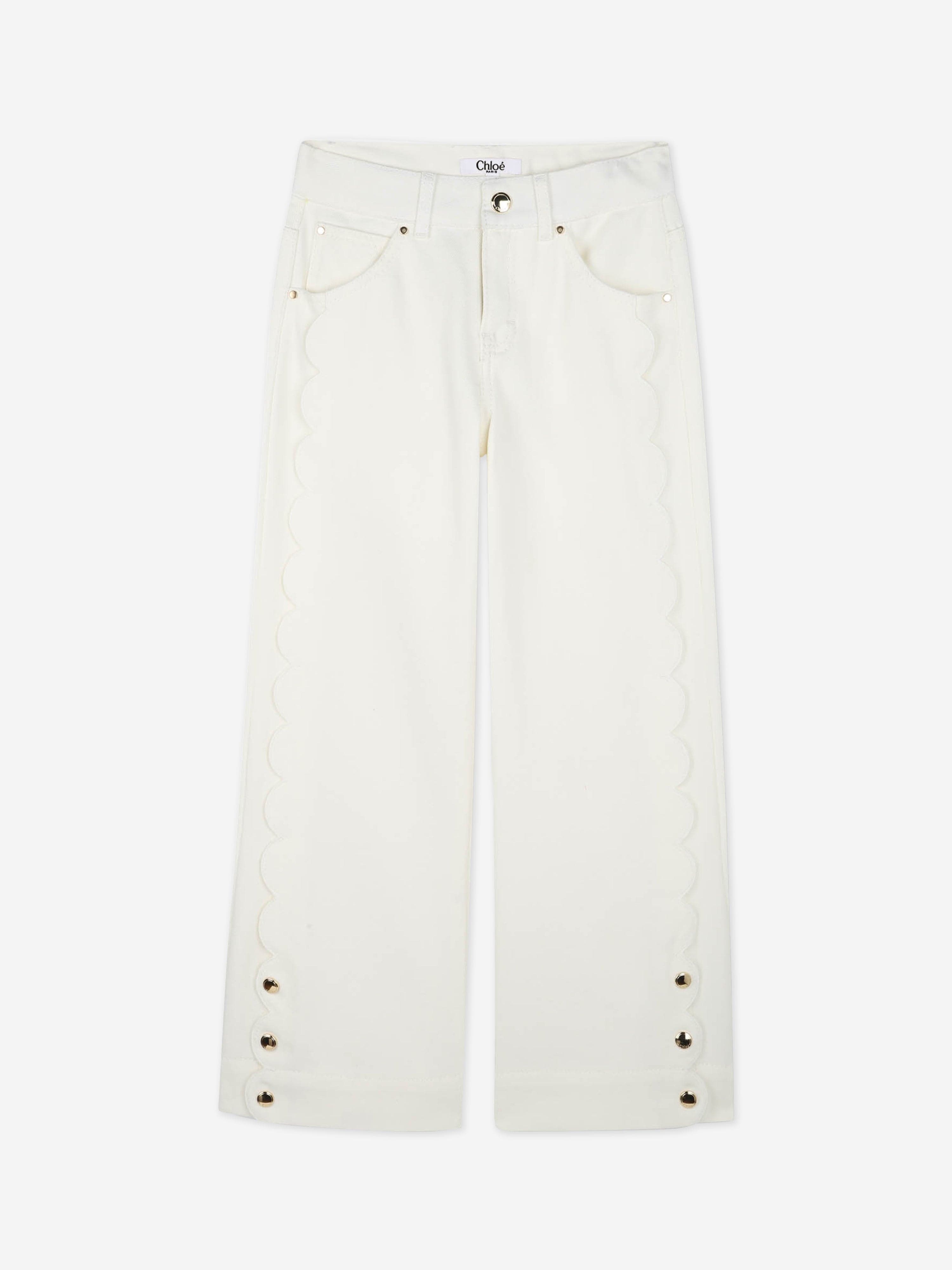 Chlo¨¦ Girls Denim Trousers in Ivory Buy Cheap Wholesale Pice