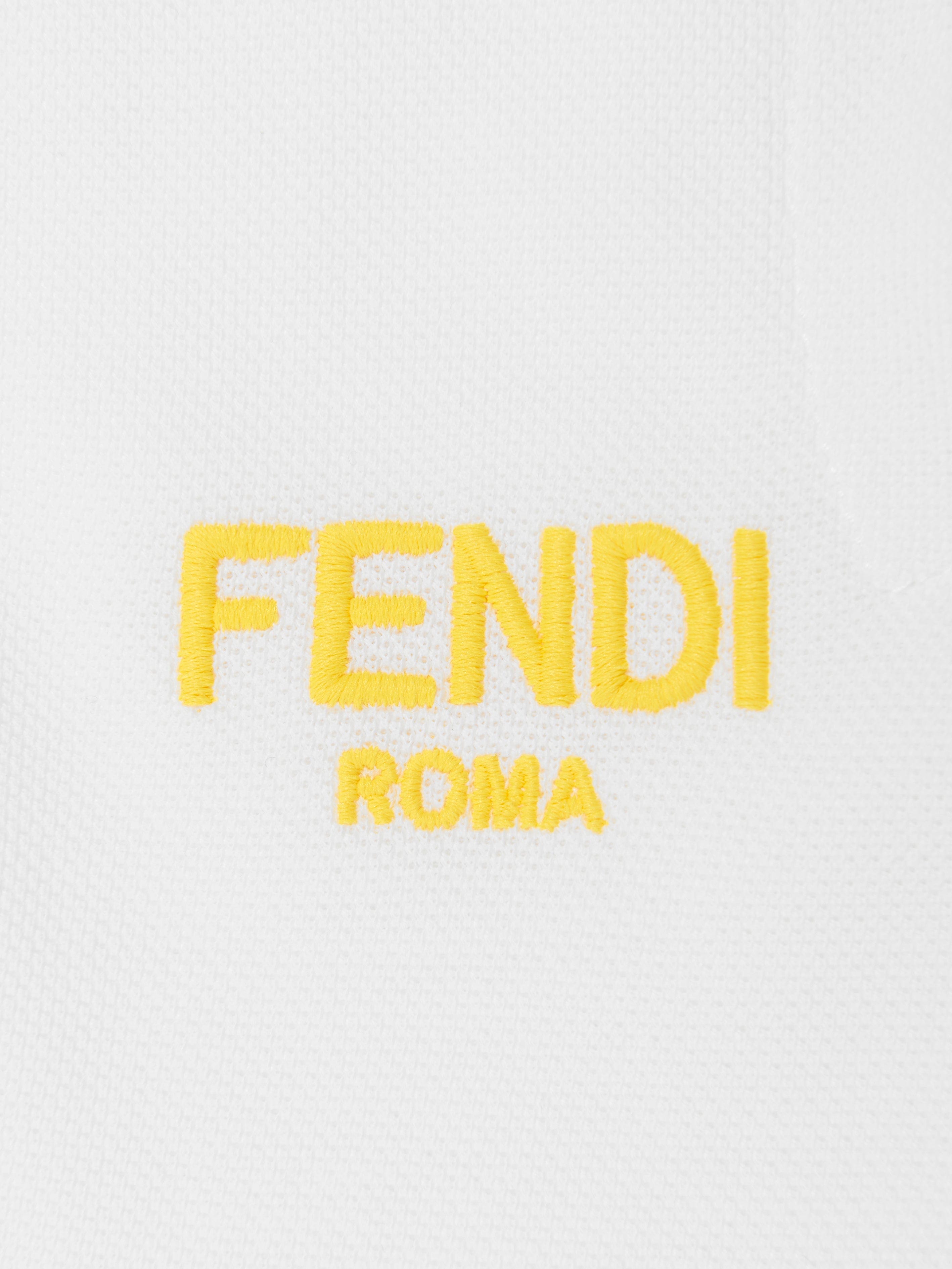 Fendi Girls Logo Polo Dress in White Nicekicks Cheap Online