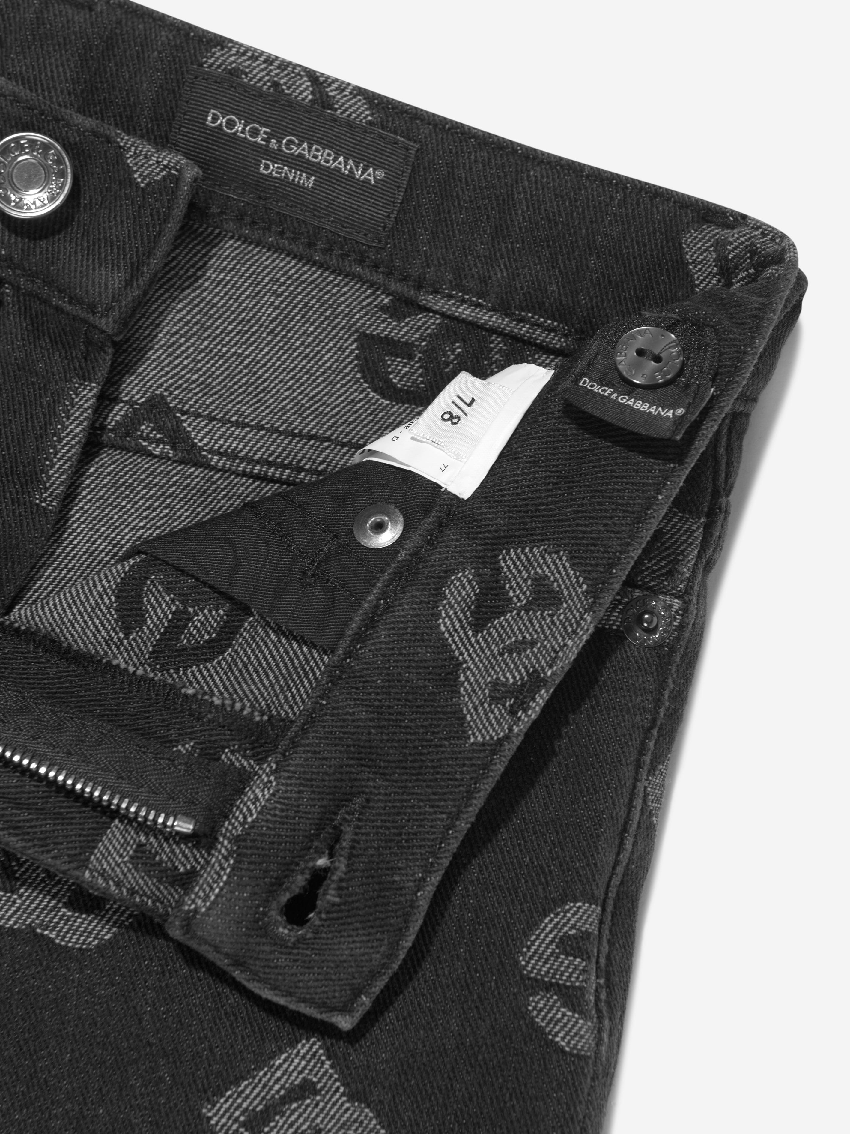 Dolce & Gabbana Boys Monogram Logo Jeans in Black Outlet Choice