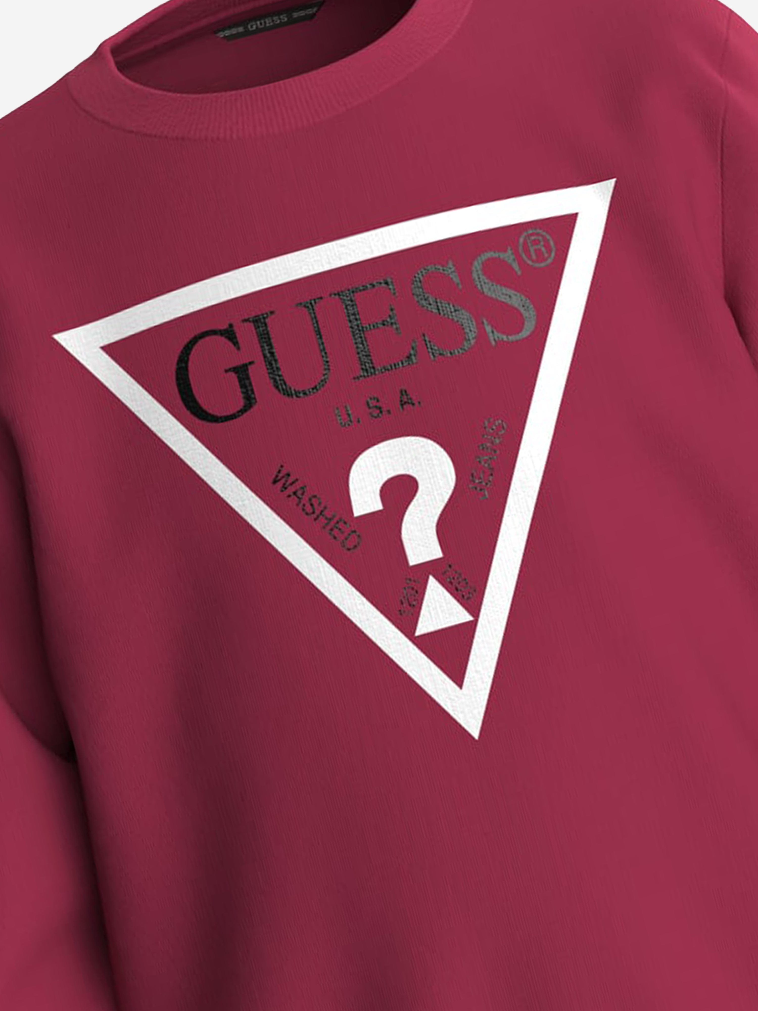Guess Boys Logo Sweatshirt in Red Clearance Outlet