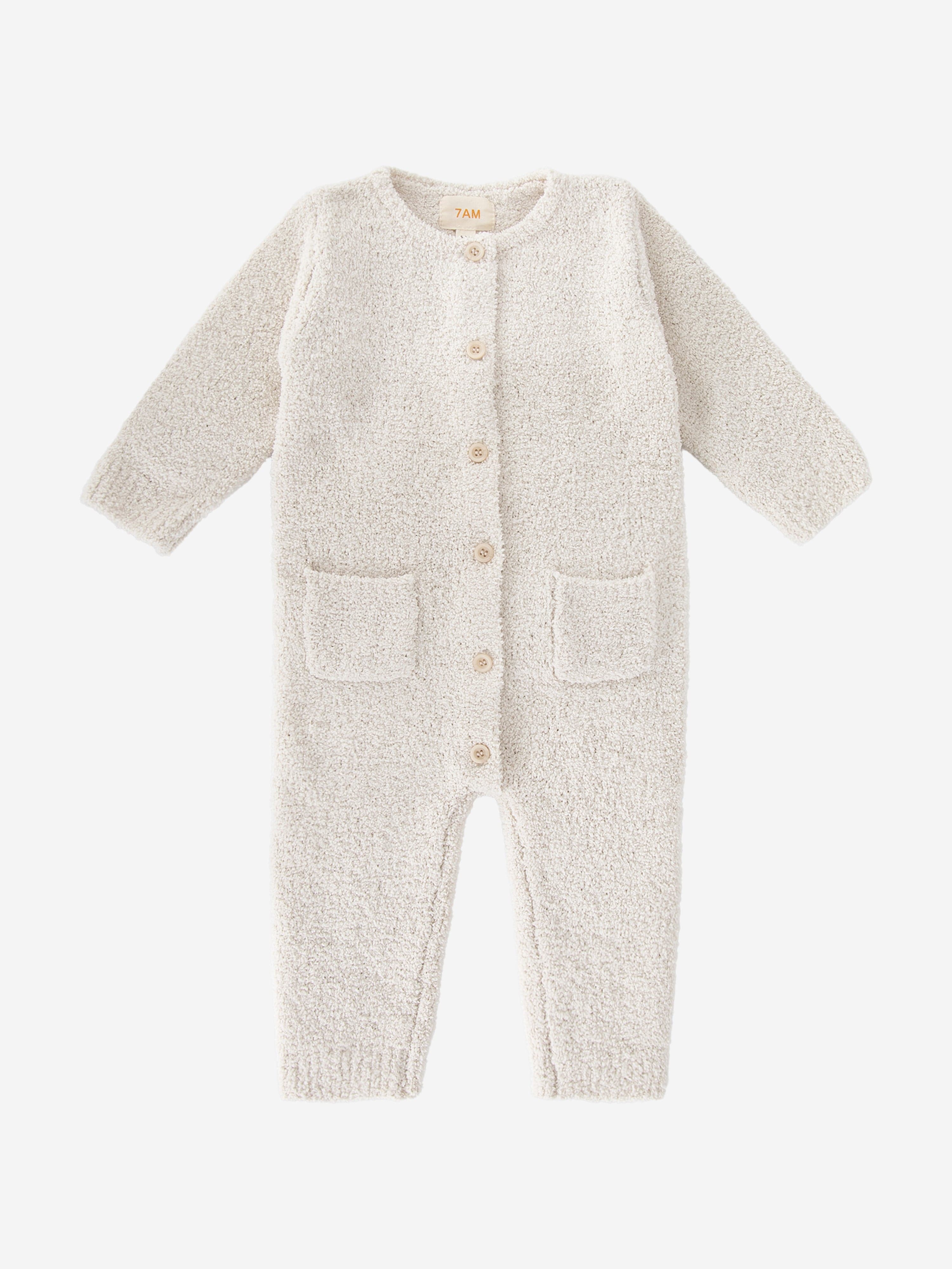 7AM Enfant Baby Fuzzy Long Sleeve Romper in Ivory Get Authentic Cheap Online