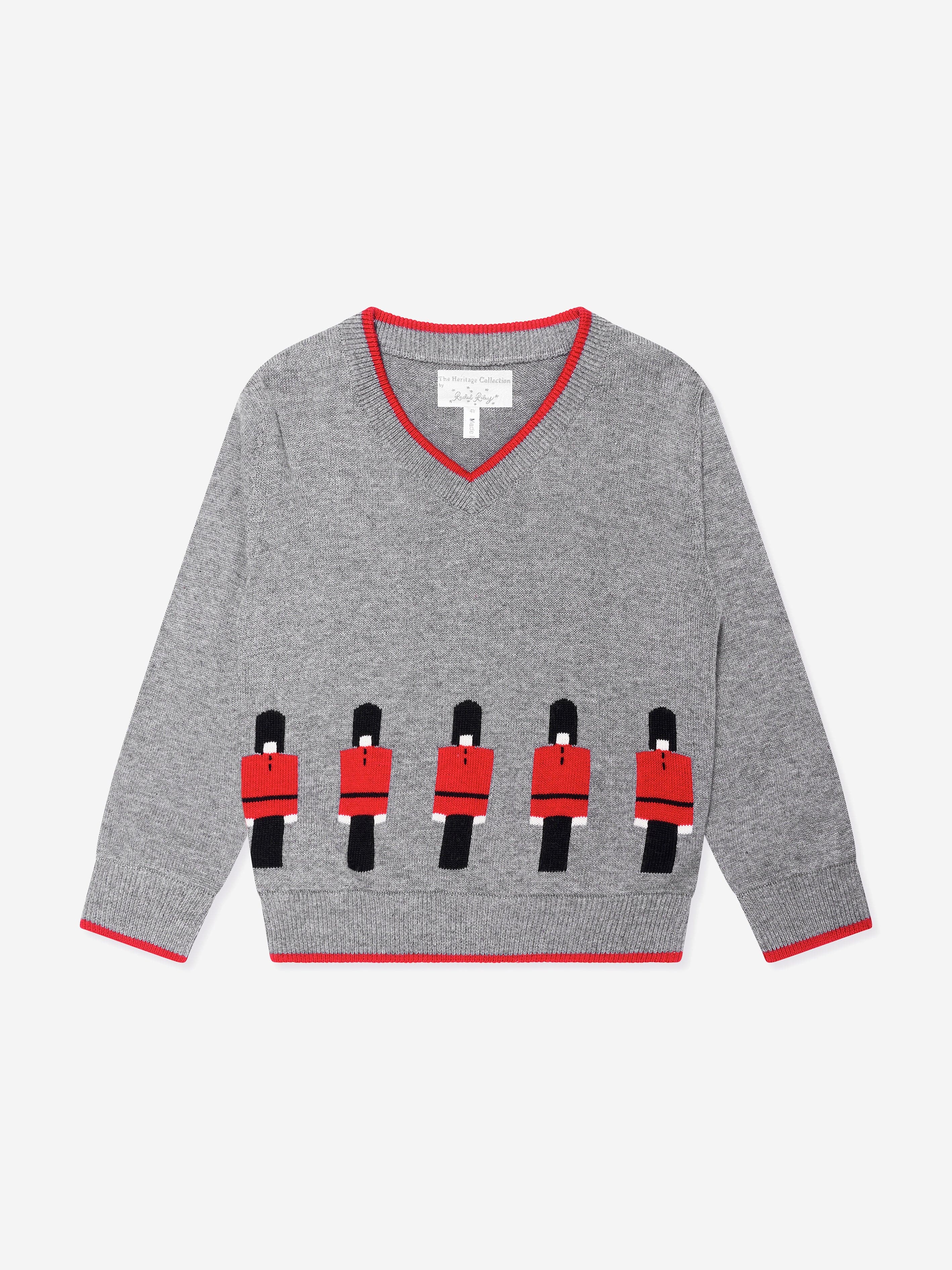 Rachel Riley Boys Soldier V-Neck Sweater in Grey Buy Cheap Brand New Unisex