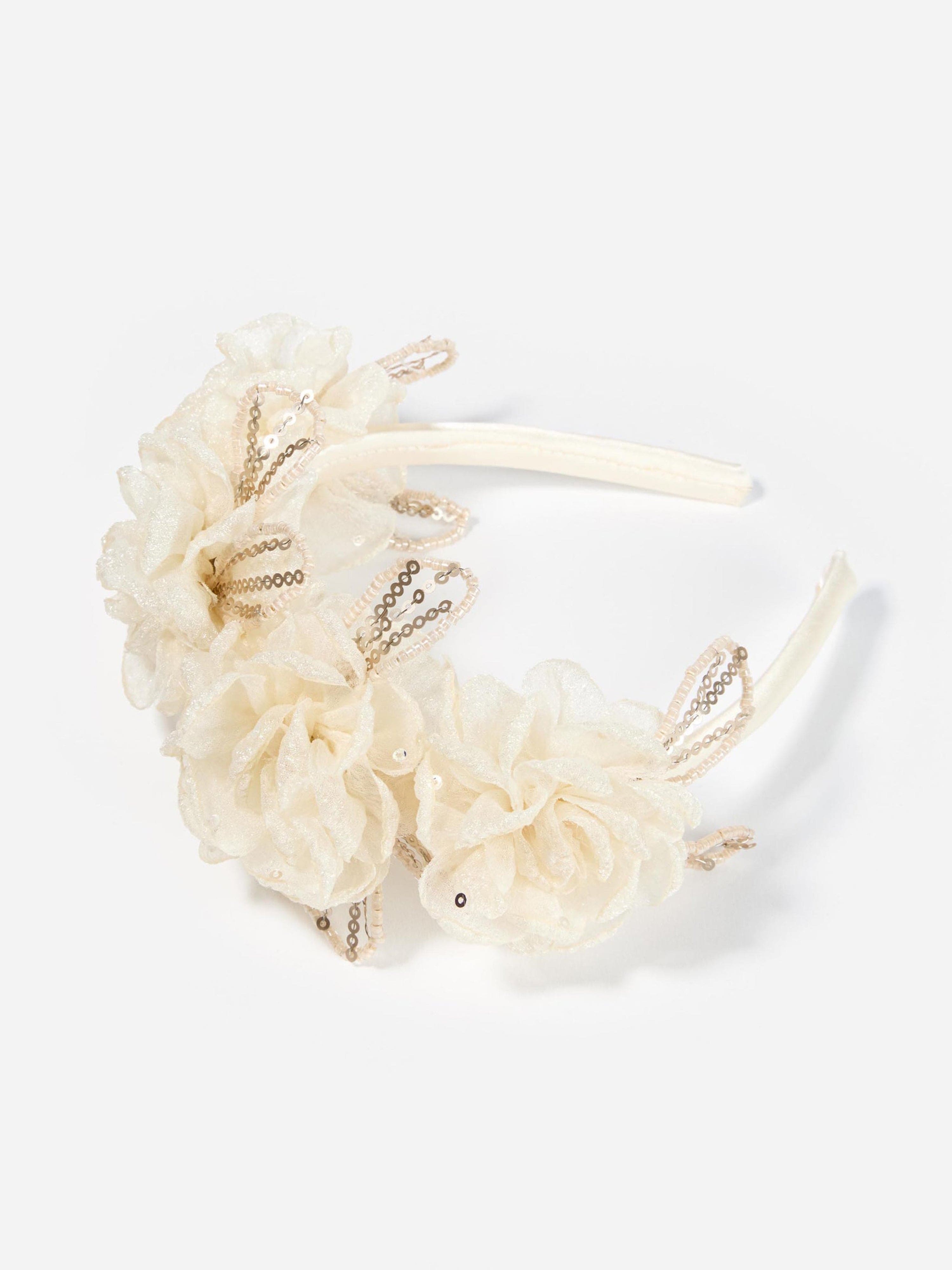 Girls Sequin Tulle Headband in Ivory Online Cheap Online