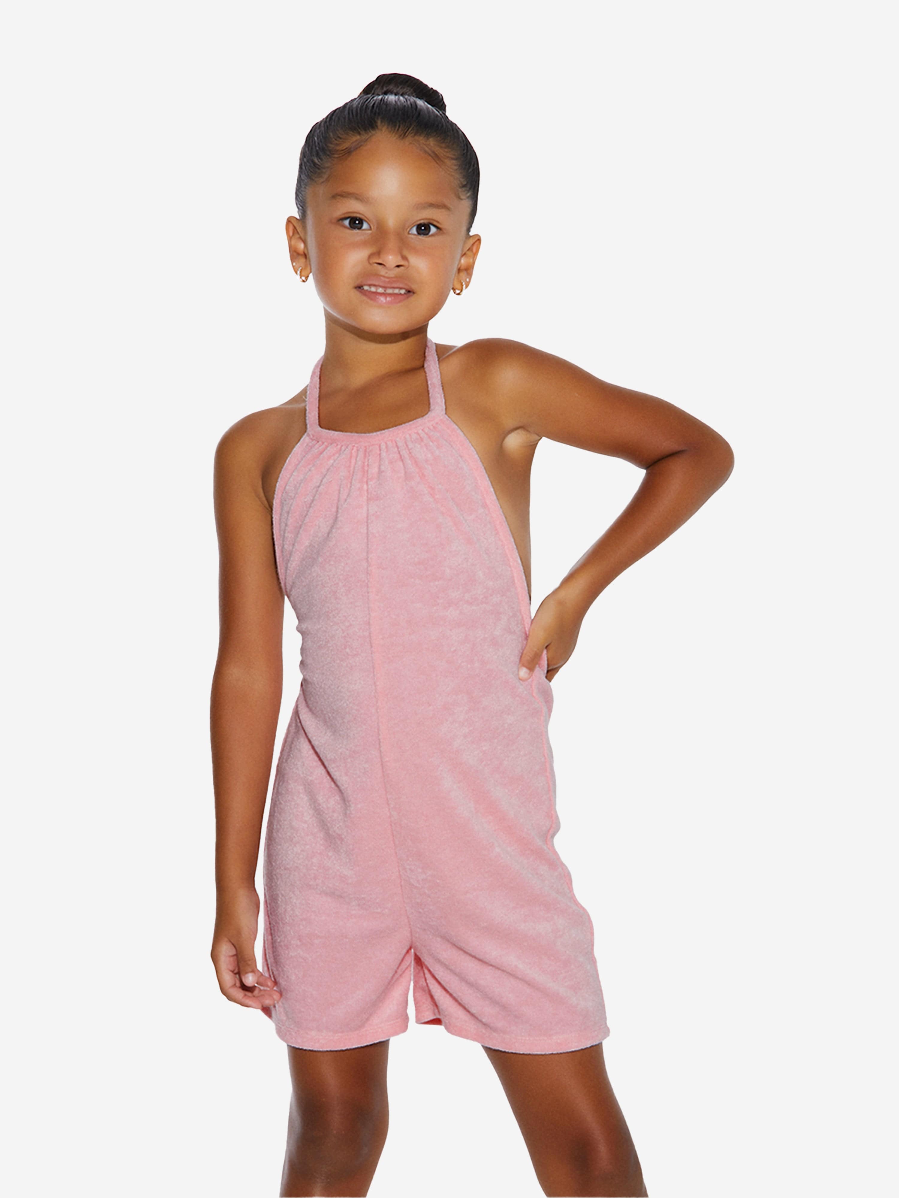 AY by AYLA Girls Towelling Halterneck Romper in Pink Outlet 100% Original