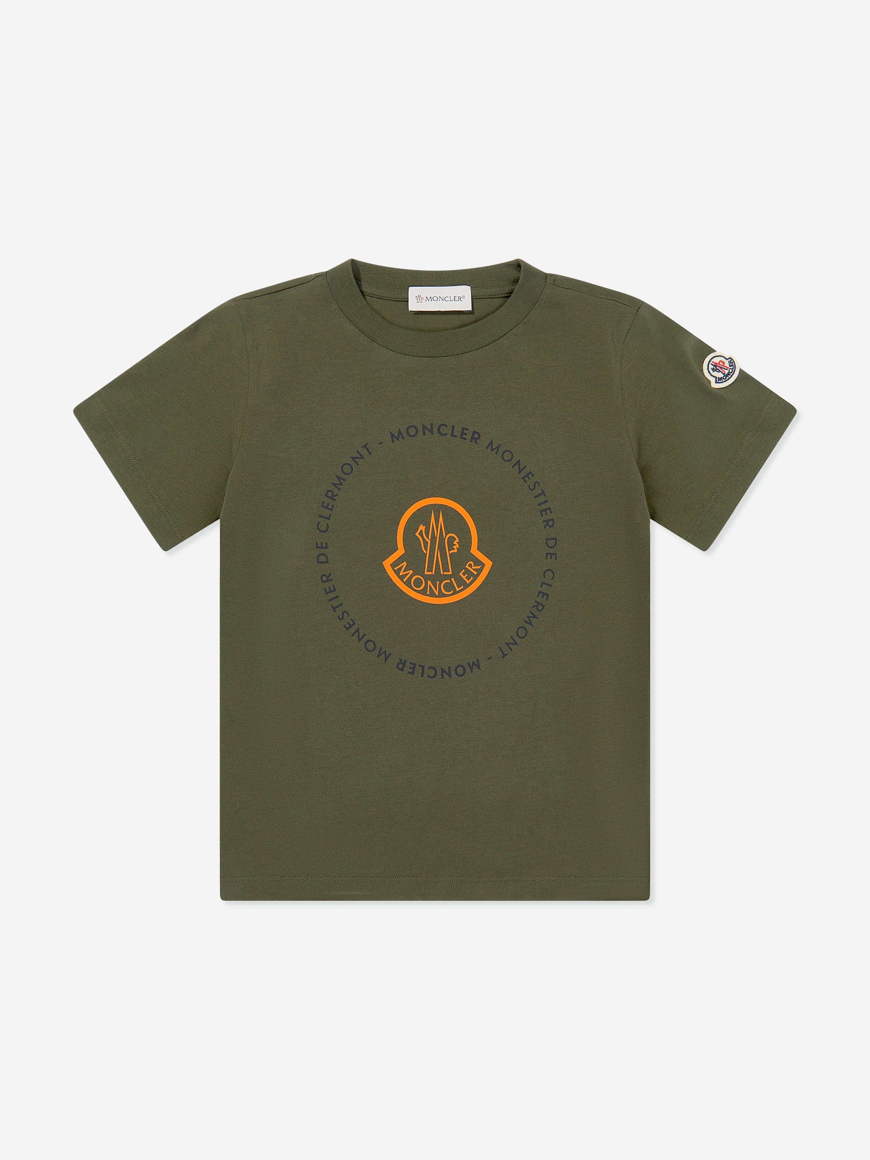 Moncler Enfant Boys Logo Print T-Shirt in Green Cheap Pice From China