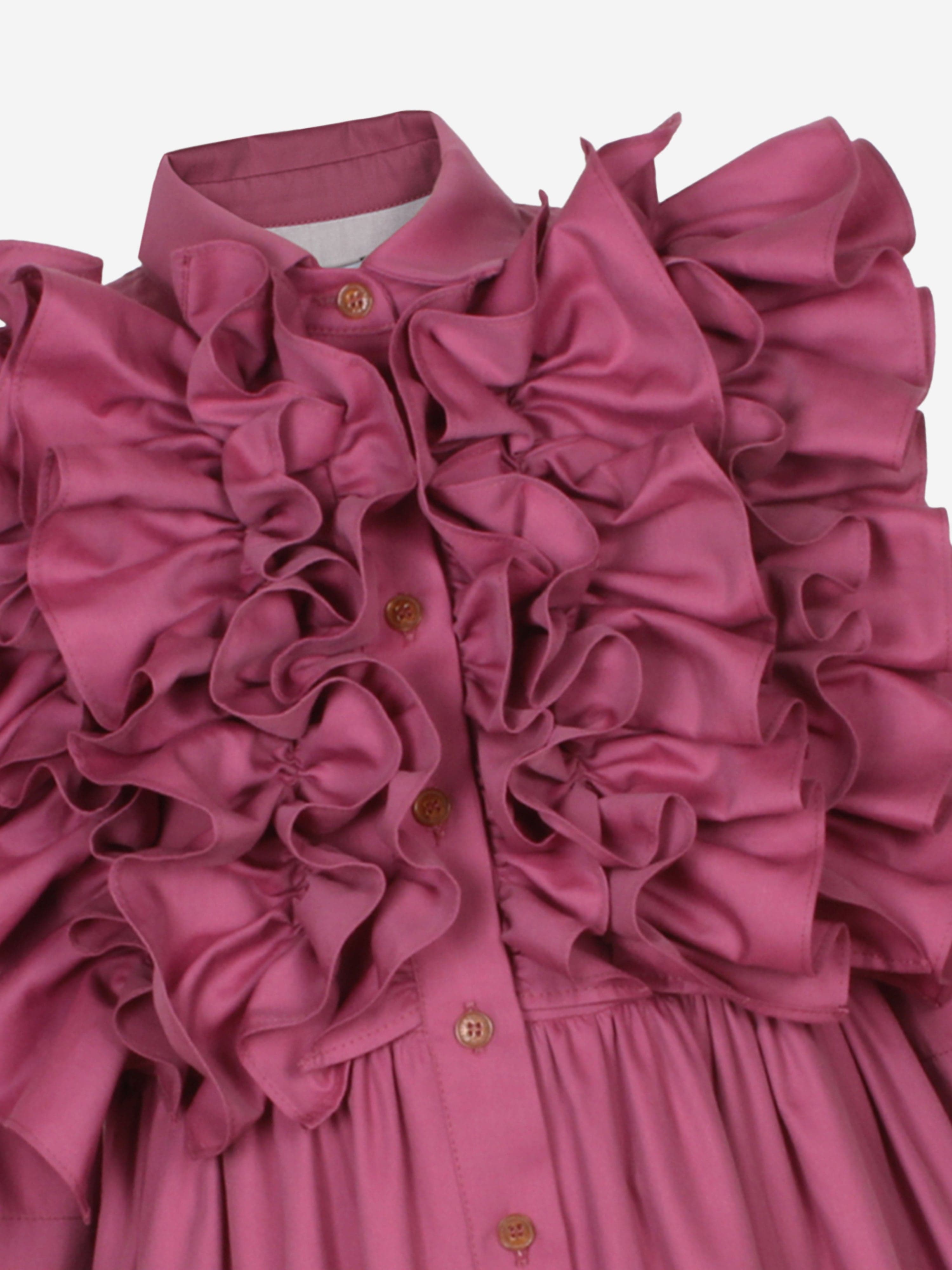 Jessie And James Girls Ripple Dress With Sleeves in Purple Outlet The Cheapest