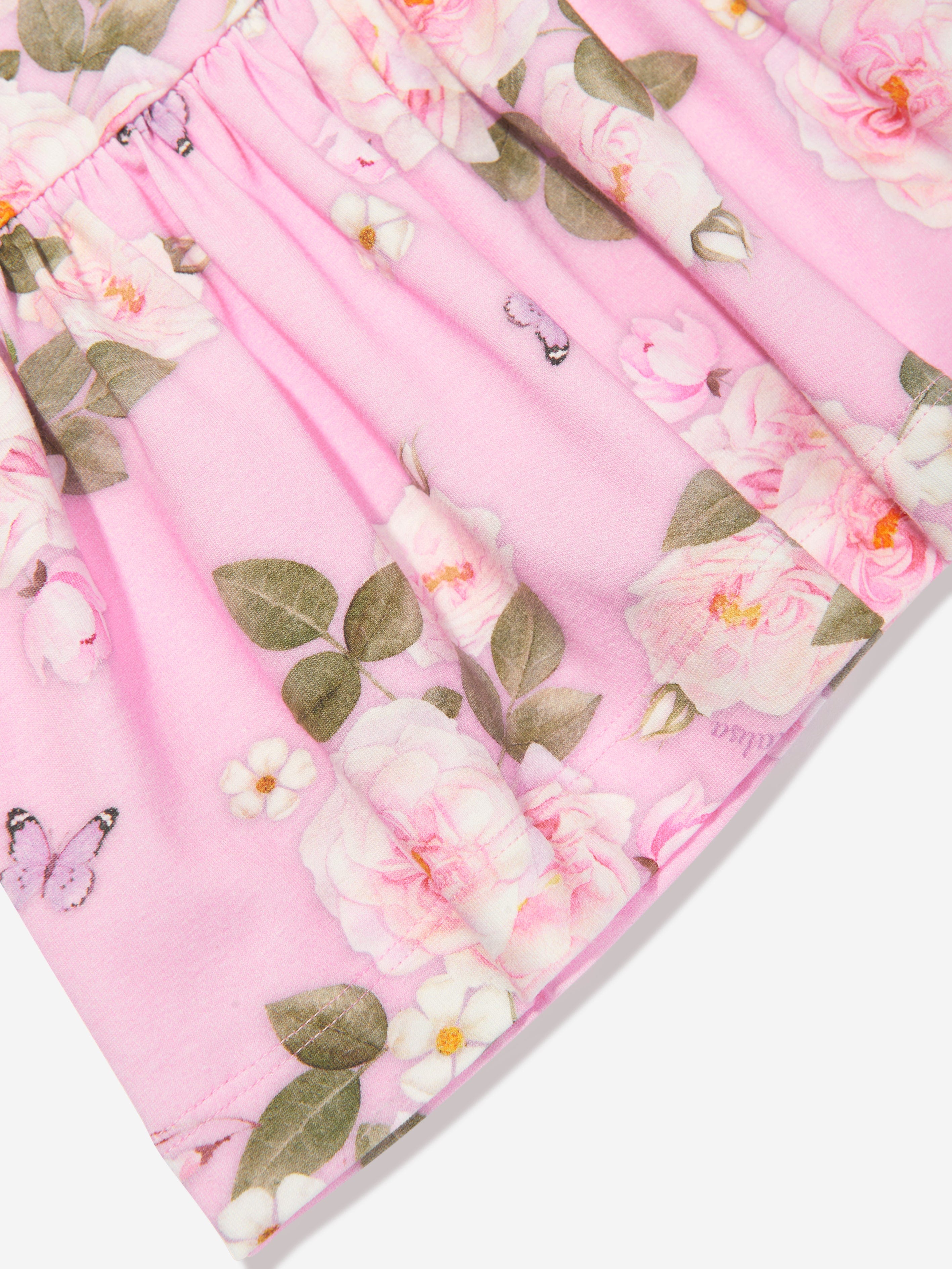 Monnalisa Girls Daisy Jersey Dress in Pink Real Online