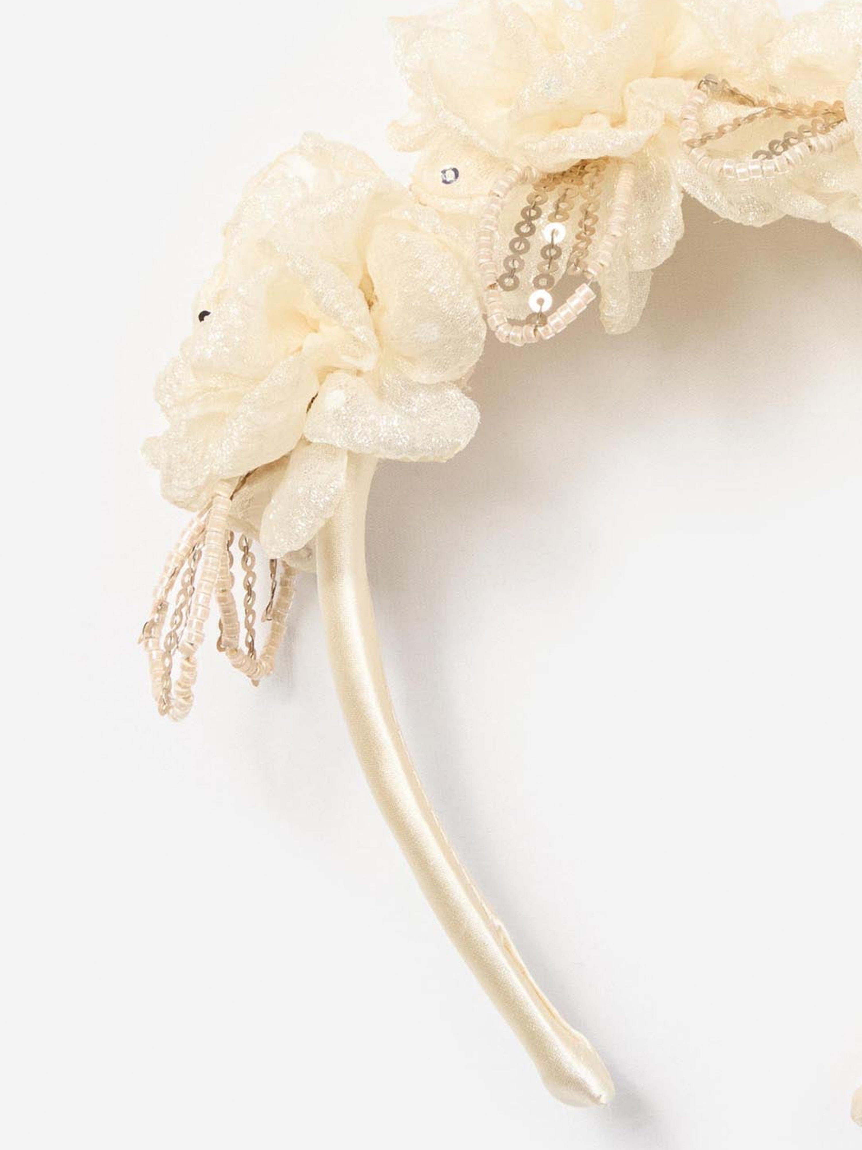 Girls Sequin Tulle Headband in Ivory Online Cheap Online
