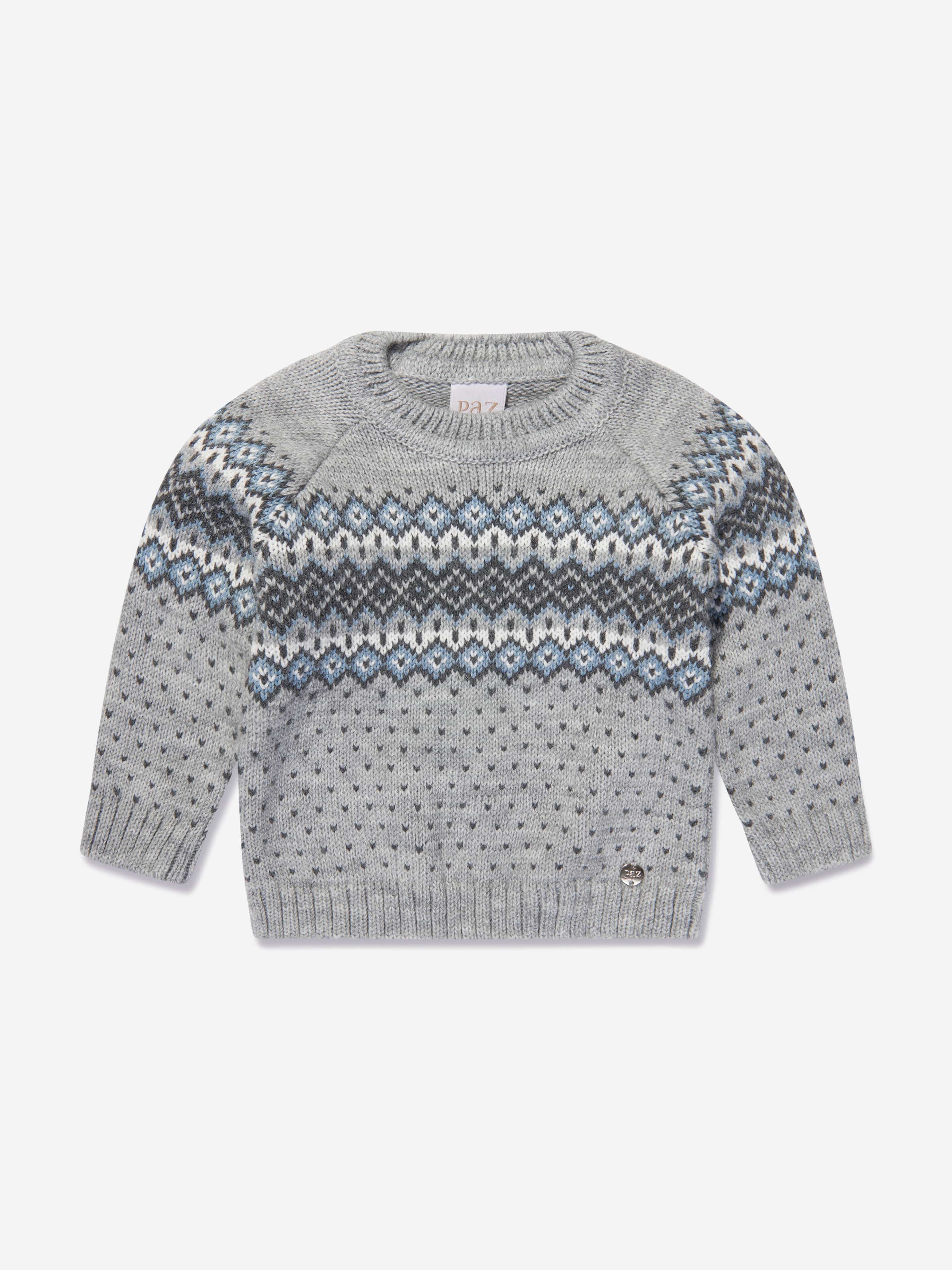 Paz Rodriguez Boys Wool Knitted Jumper in Grey Official Online
