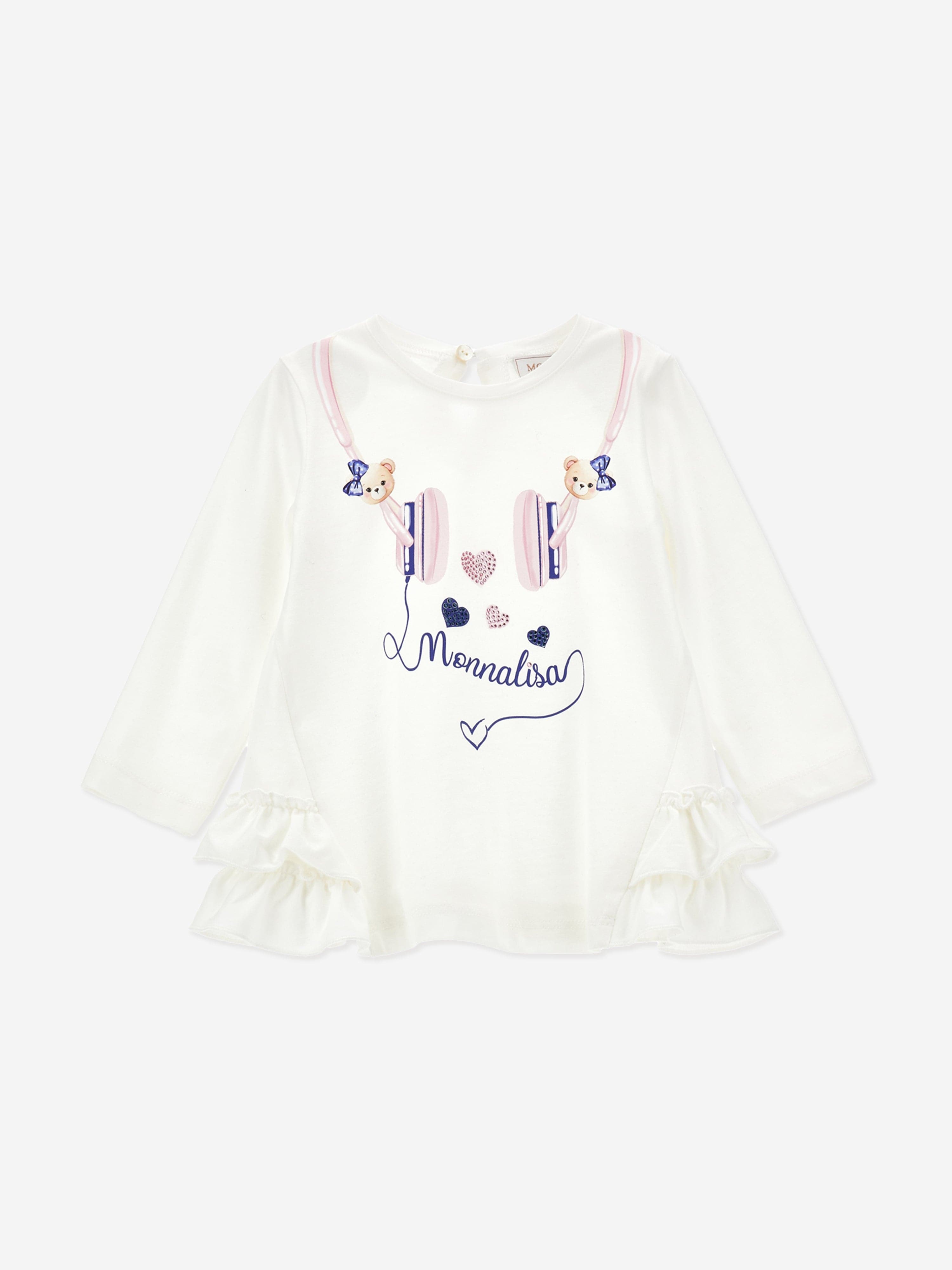 Monnalisa Baby Girls Headphones Maxi T-Shirt in White Finishline Online